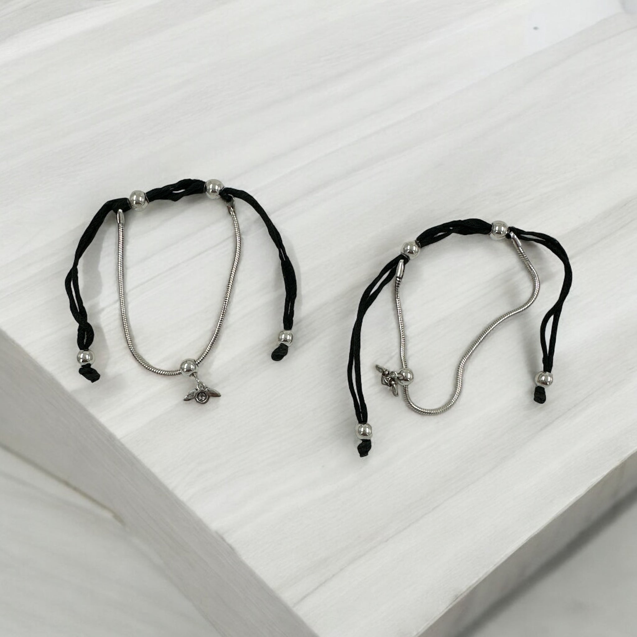 Anklets with Balls Chain and Black Thread