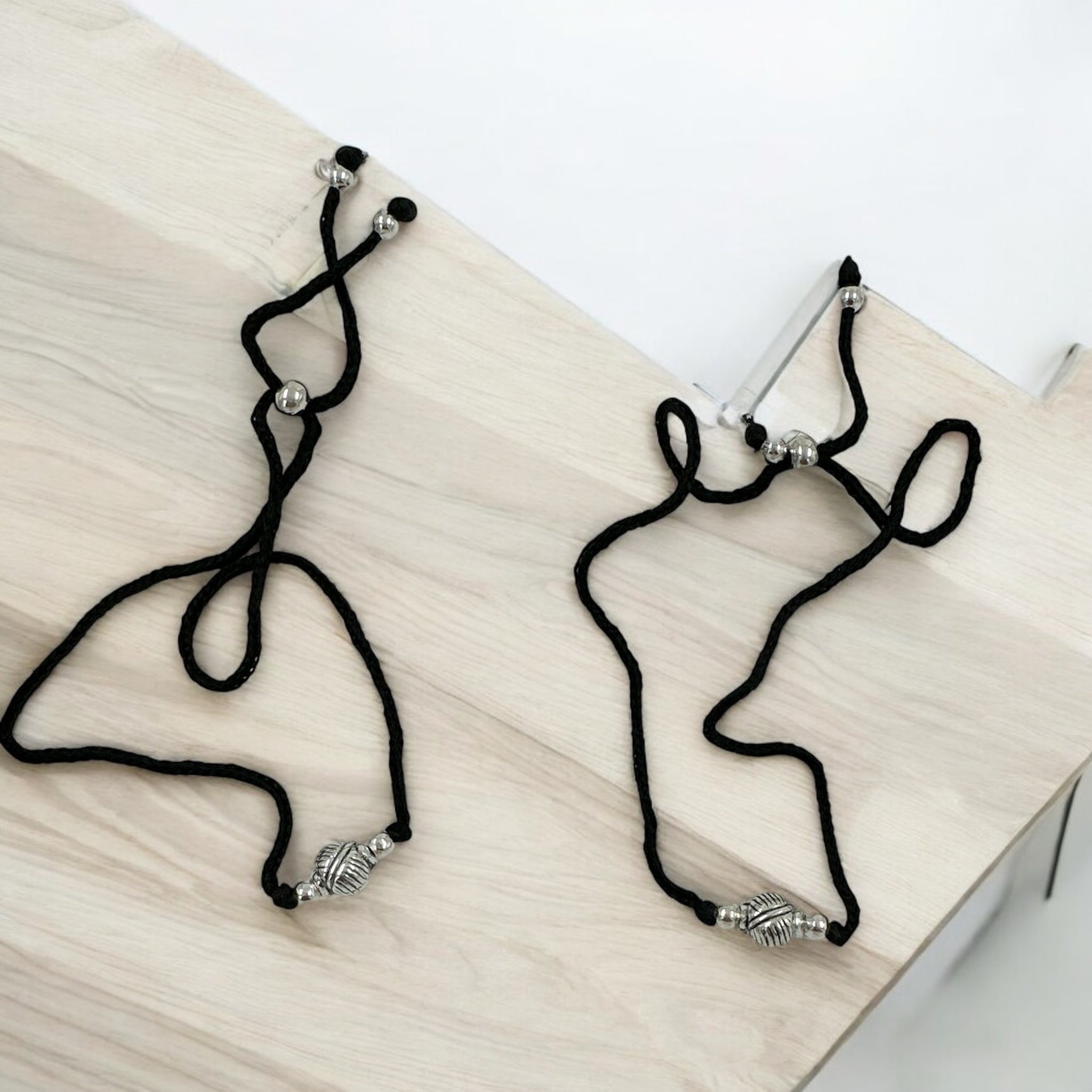 Anklets with Balls and Black Thread