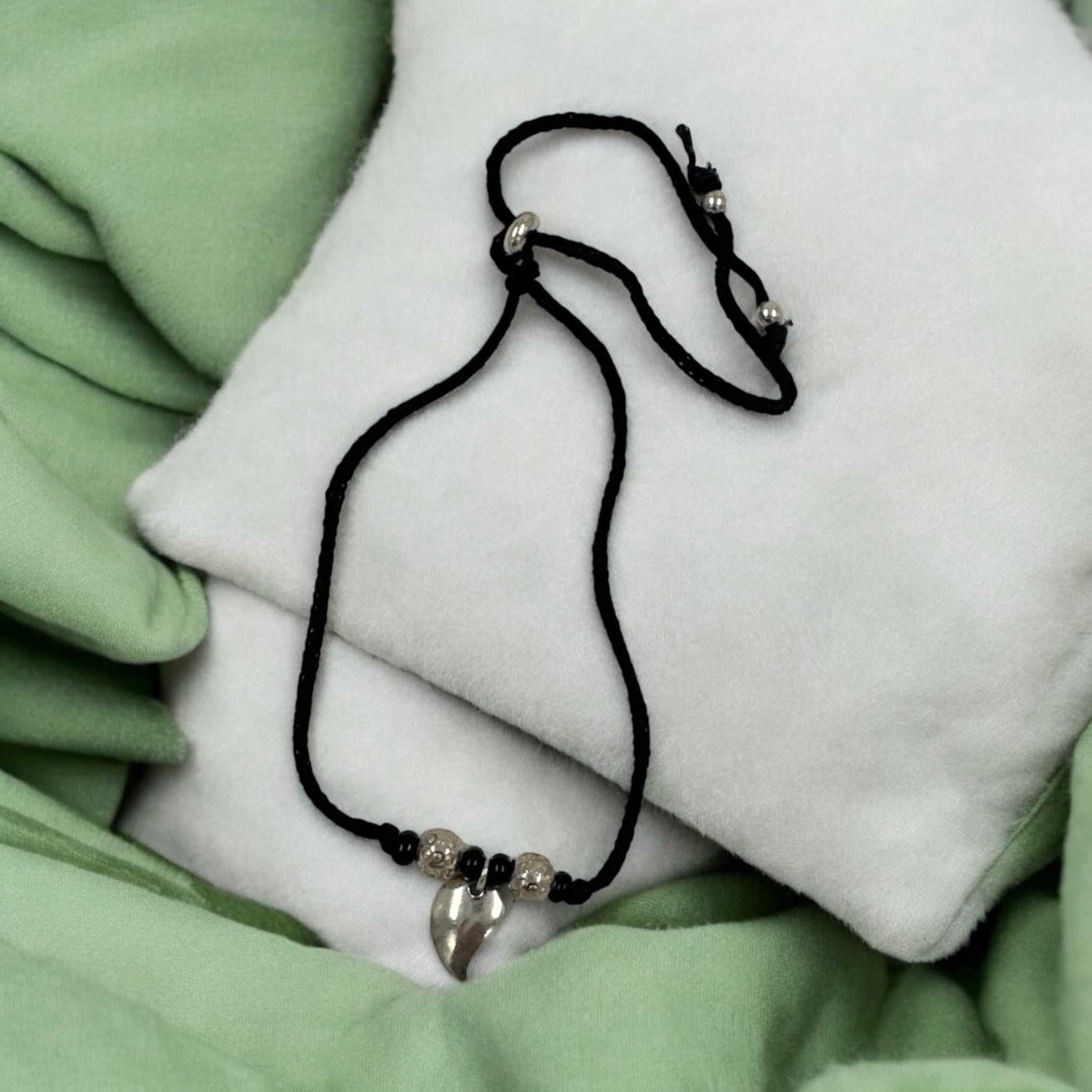 Silver balls with durable black thread Anklets