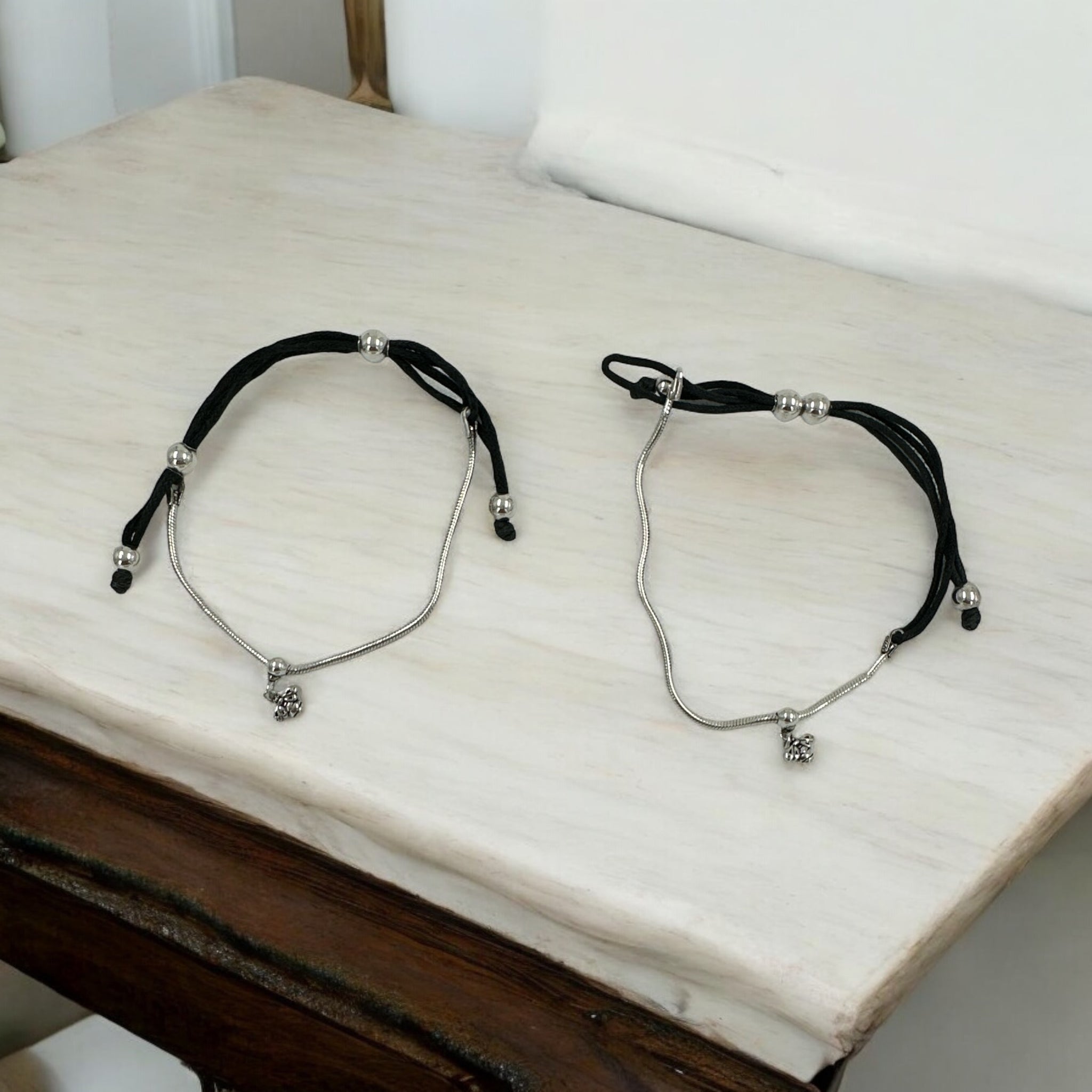 Anklets  Chain With Black Thread