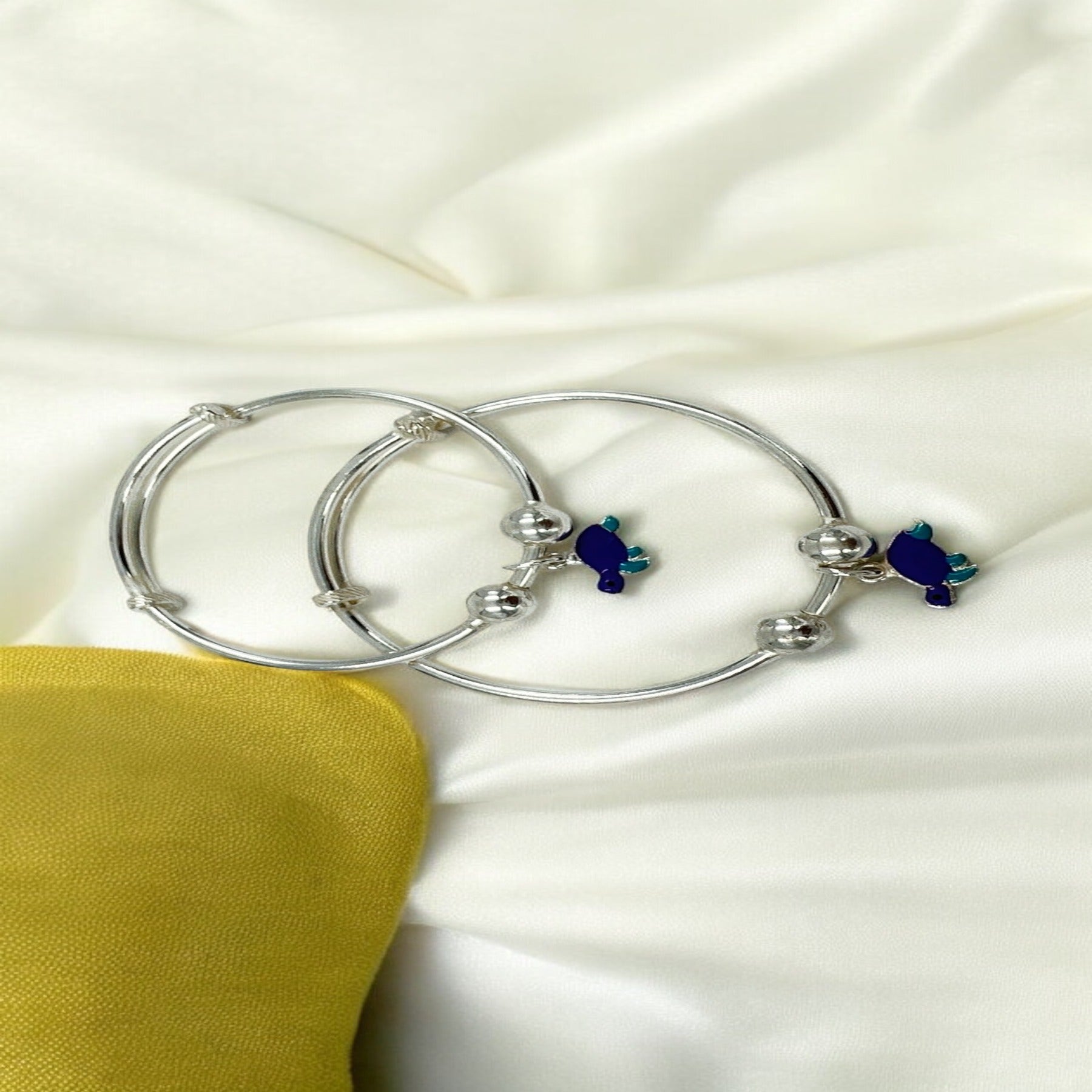 Baby Kada with Adjustable Bangles Gold Polish