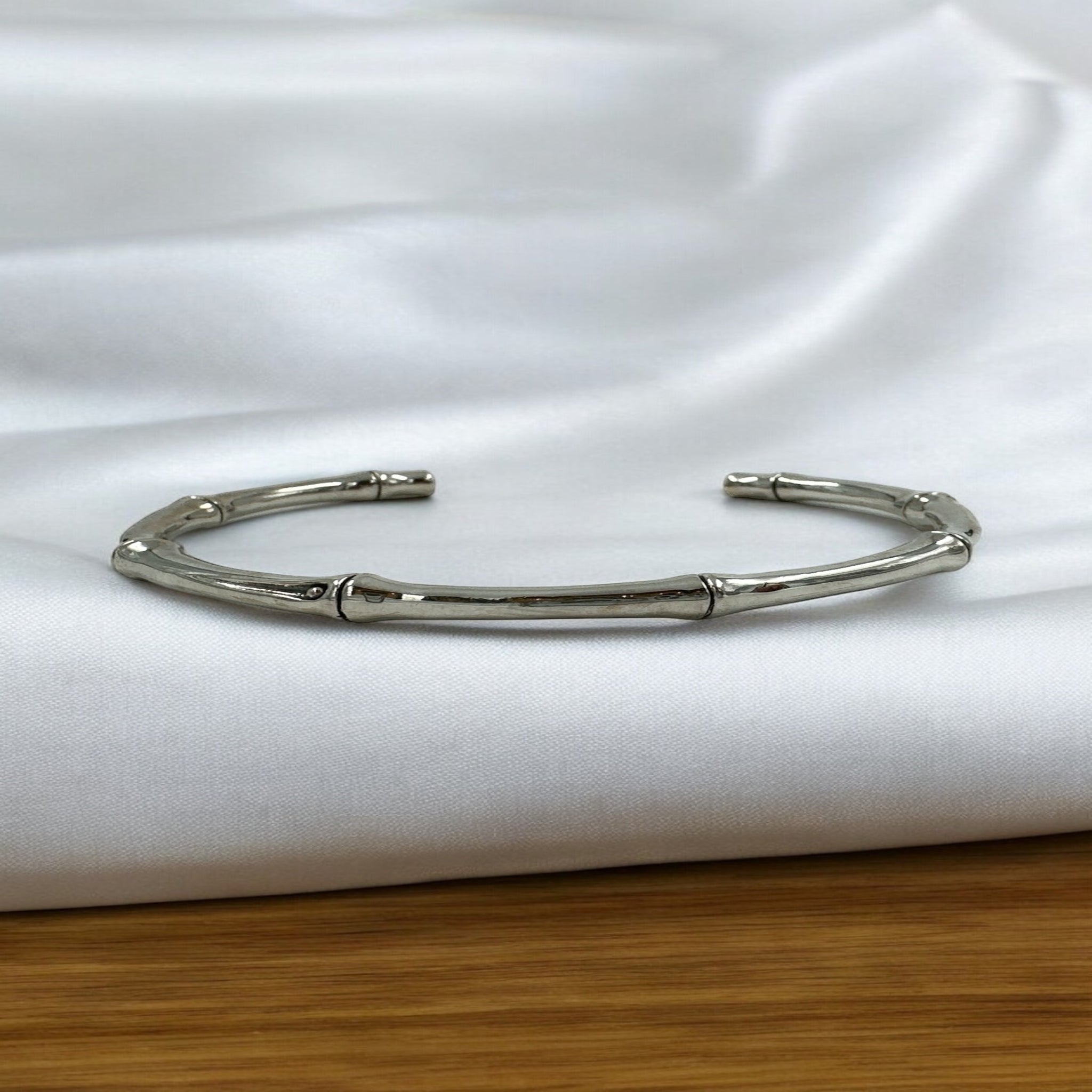 92.5 Silver Men's Minimalist Bamboo-Inspired Kada