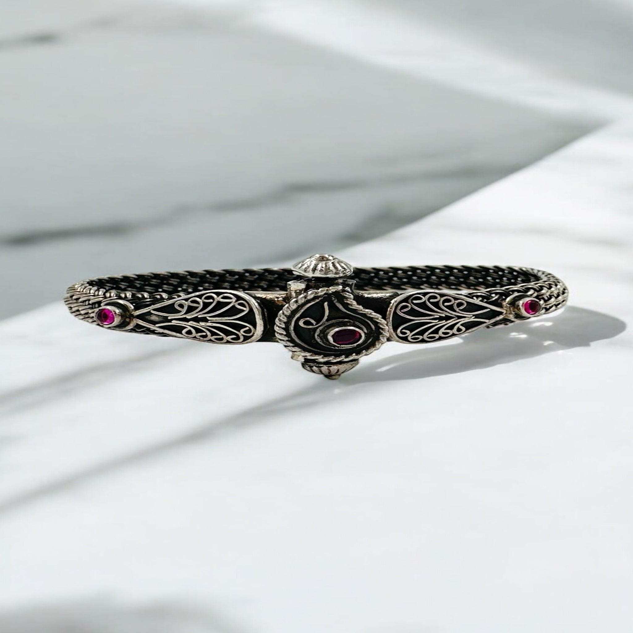92.5 Silver Men's Kada with Antic Finishing