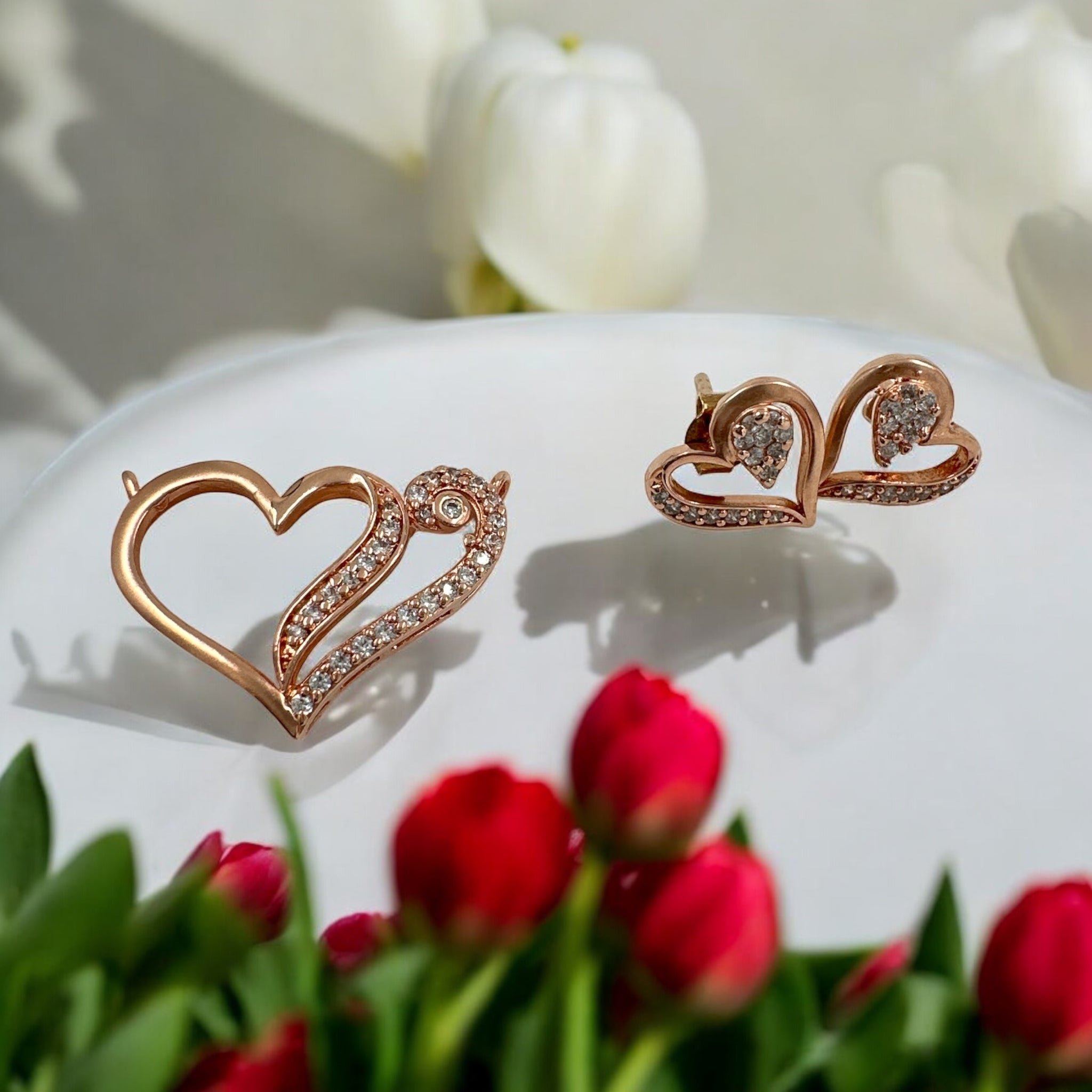 Precious Pendant Set 92.5 Silver love simbol with CZ stone and rose gold polish