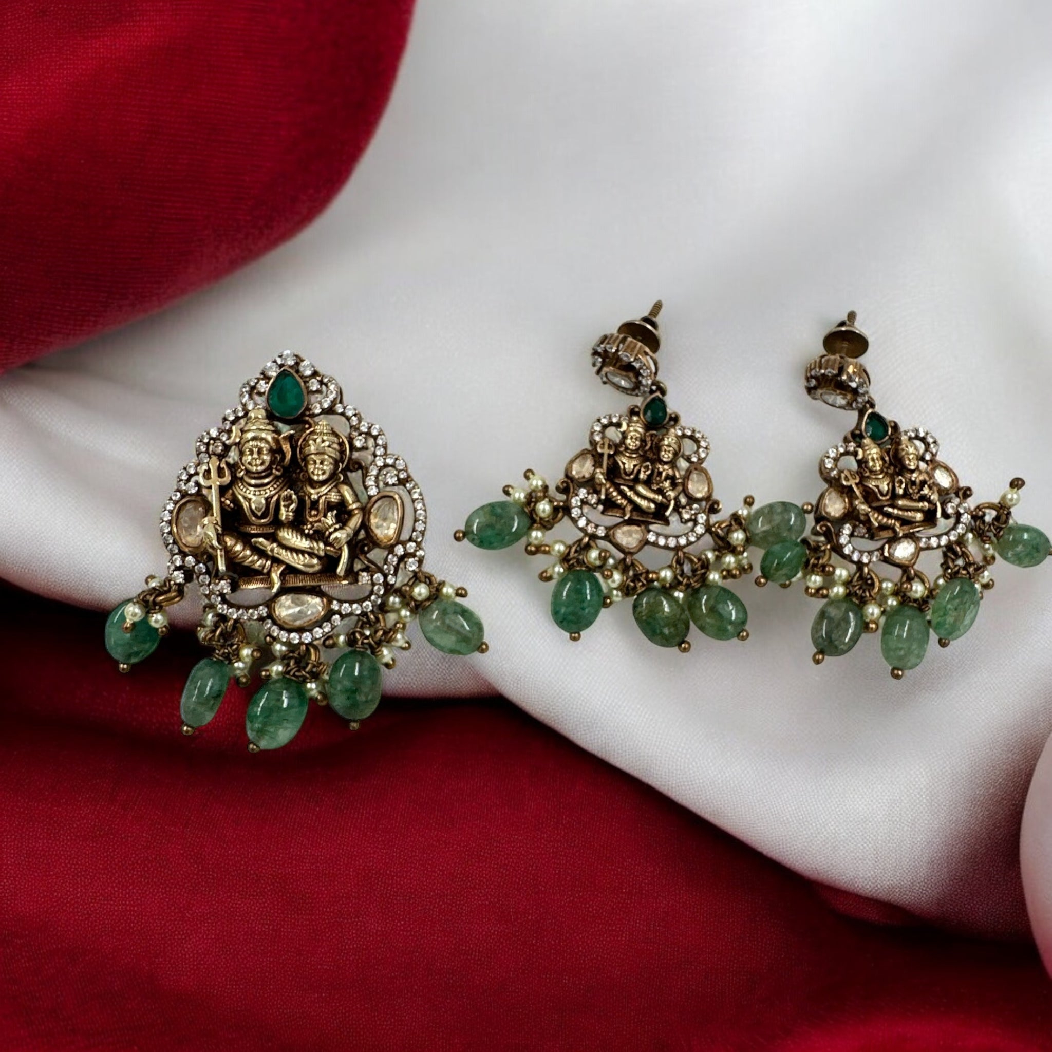 Victorian Lord Shiva Parvathi Pendant Set 92.5 Silver shiv parvathi with victoriya design