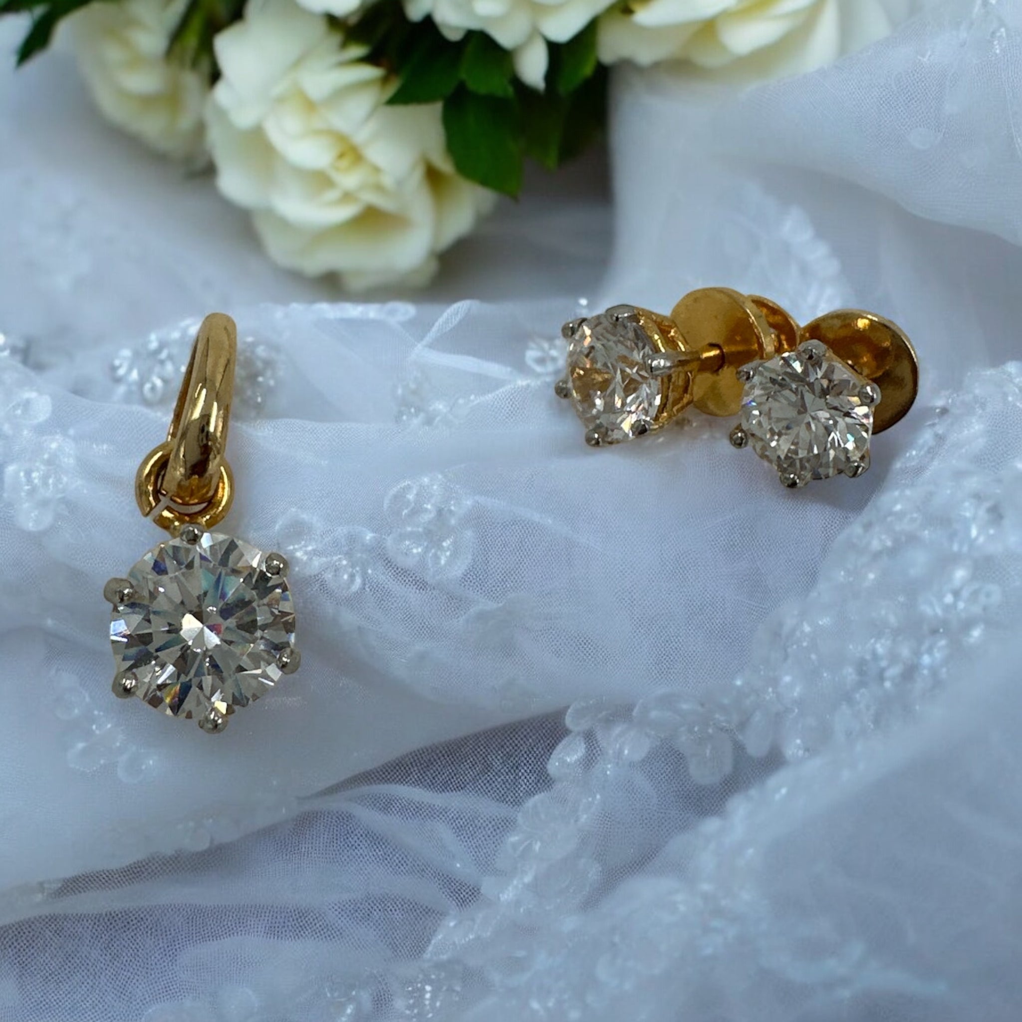 Precious Pendant Set 92.5 Silver cz Stone With Gold Polish