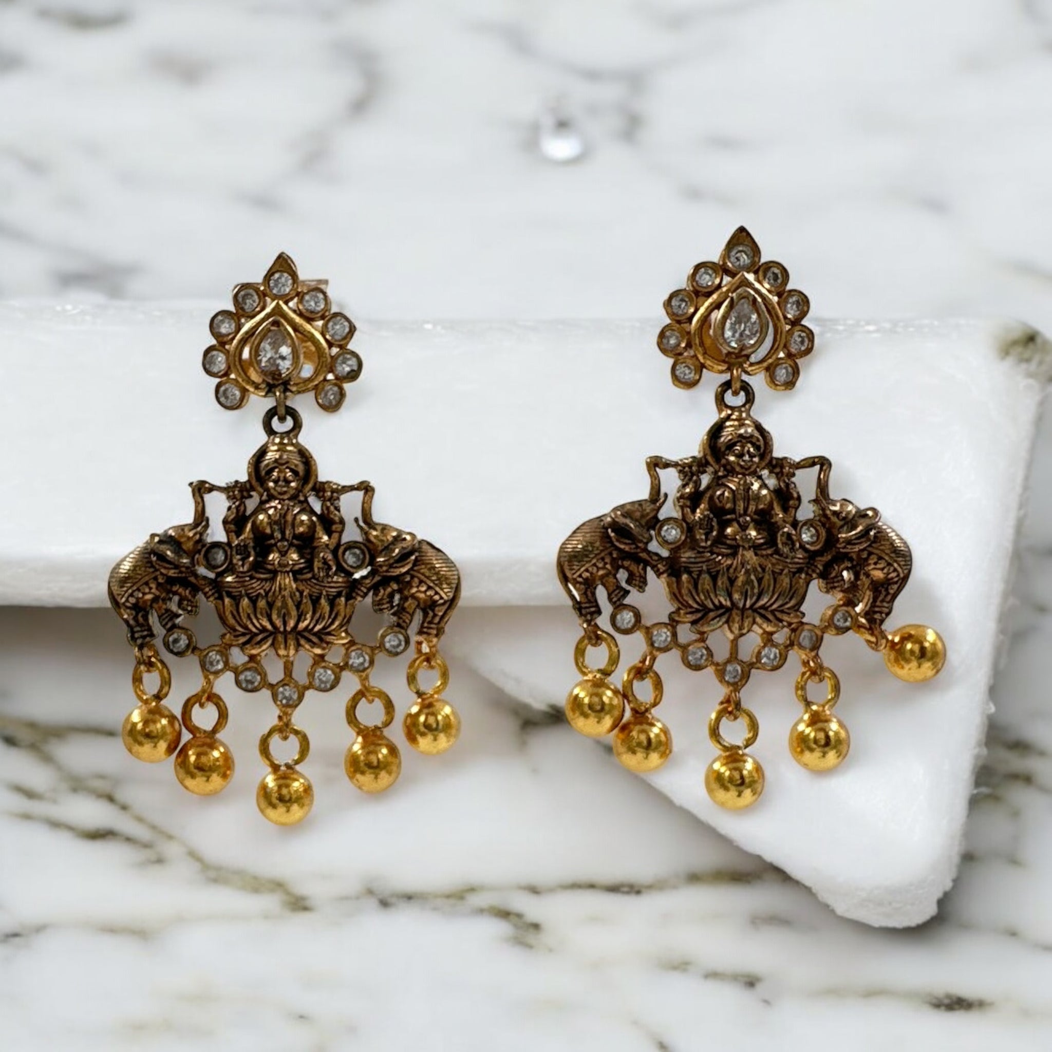 Antique Earrings with Zircons for Regular Use