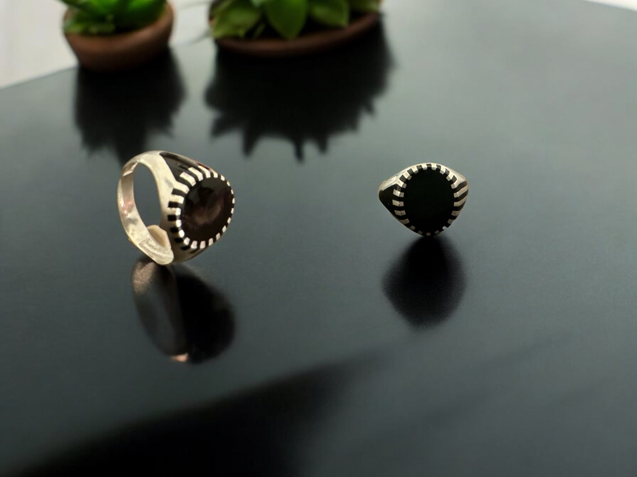 Precious finger ring 92.5 Silver Black Digin Ring