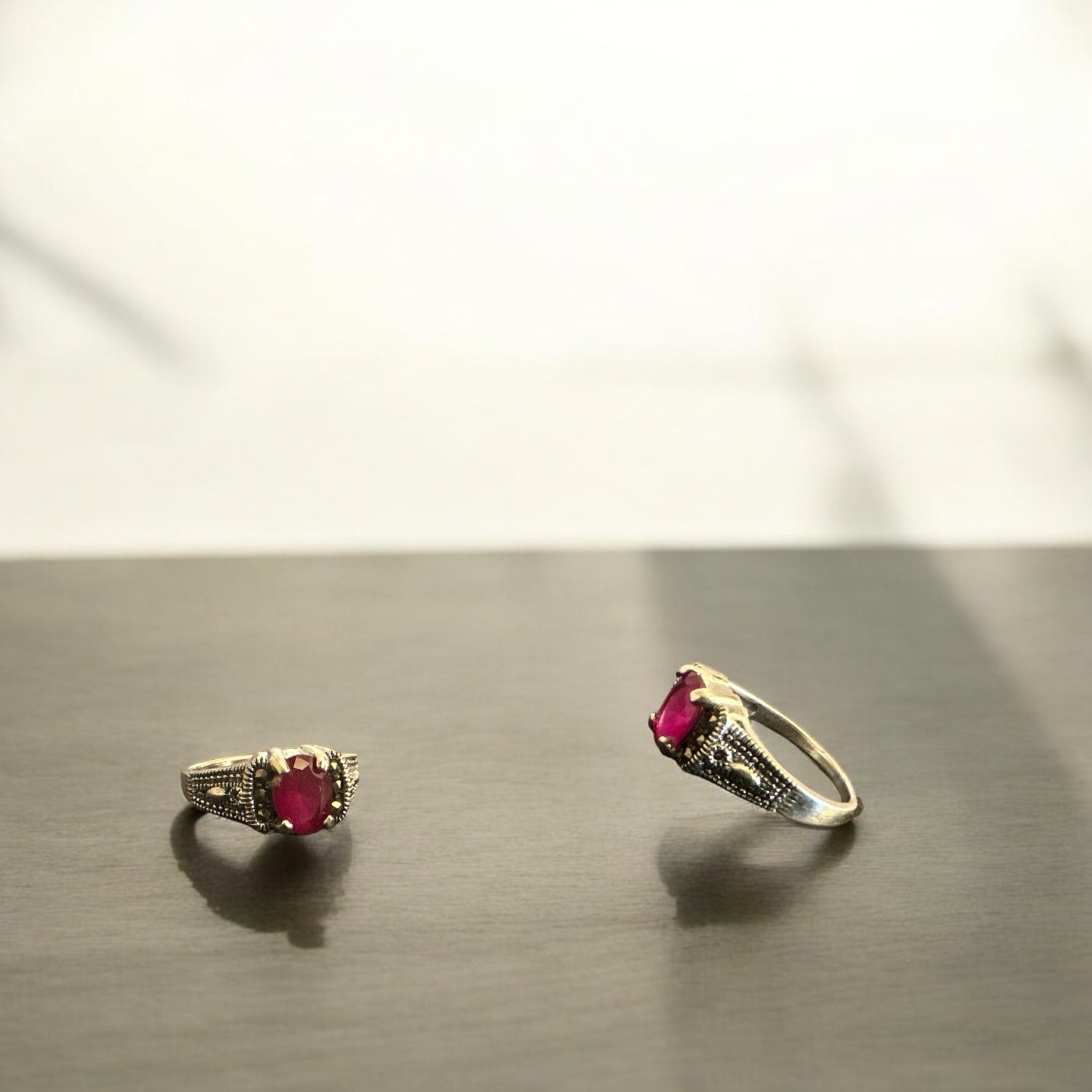 Precious finger ring 92.5 Silver ruby with marker stone