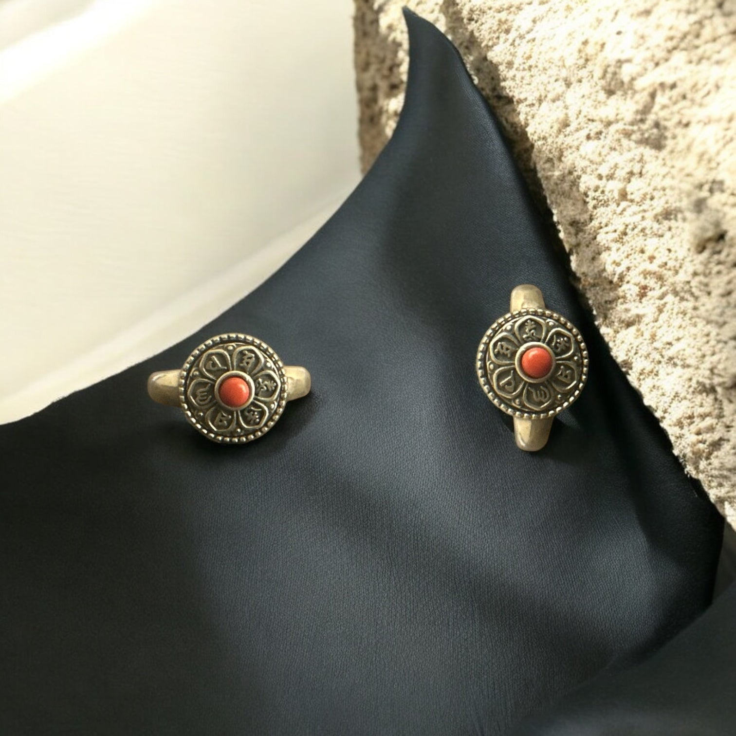 Precious finger ring 92.5 Silver  Spinner With  Ruby