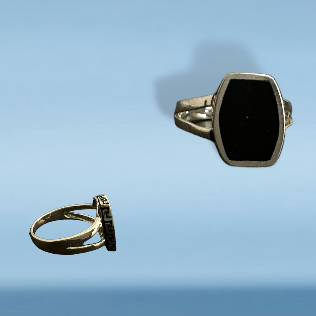 Precious finger ring 92.5 Silver Black  Paint Ring