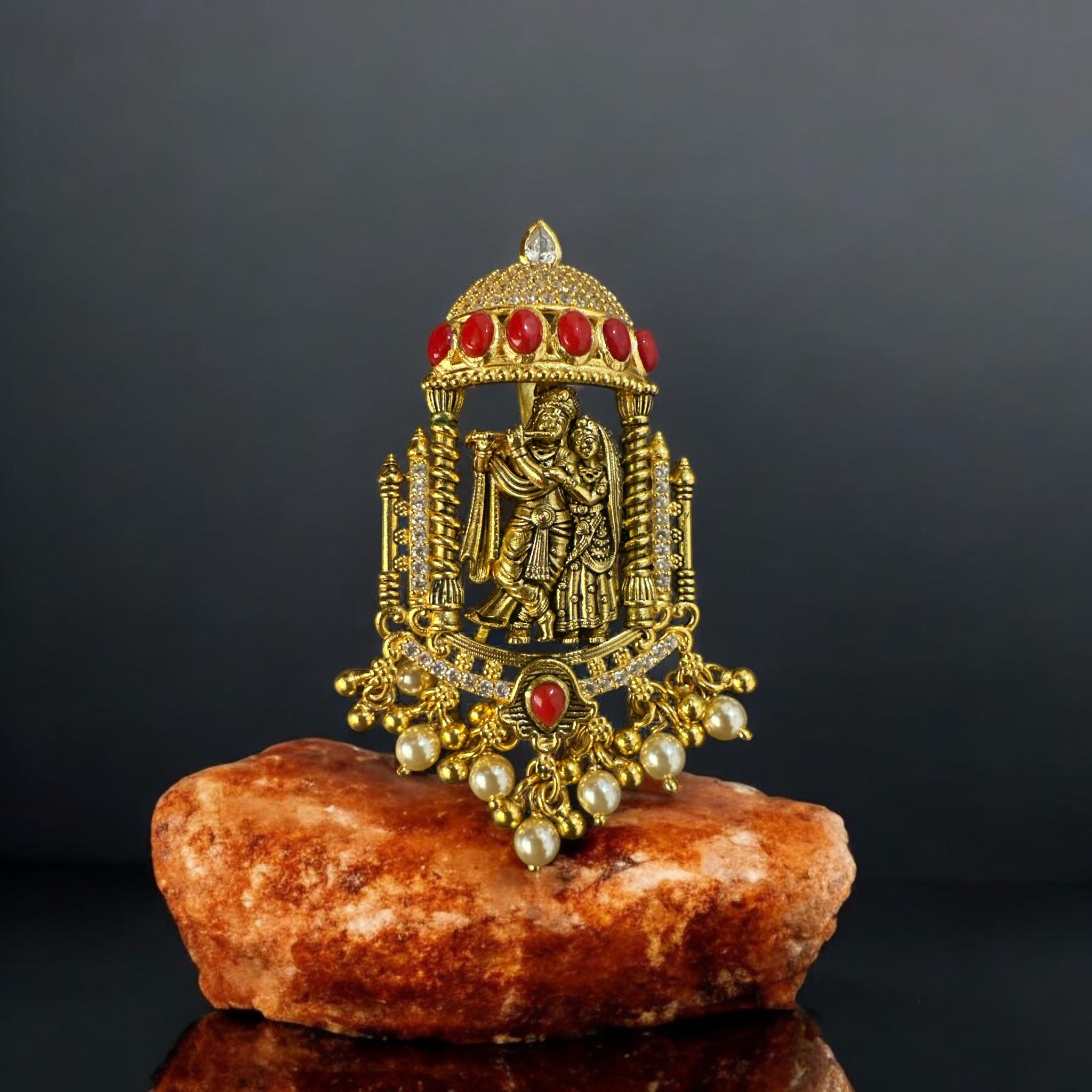 Coral With RadhaKrishna Pendant