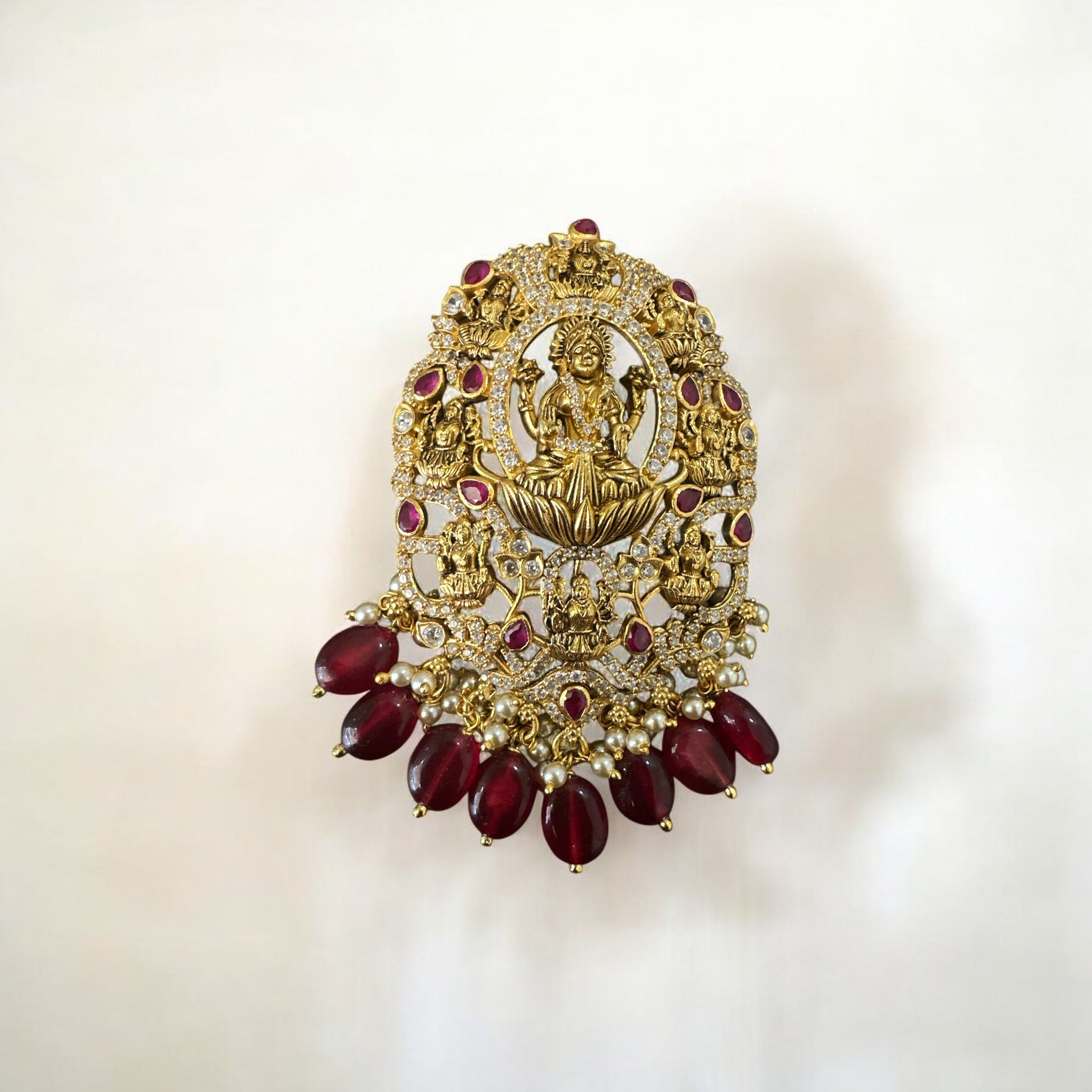 CZ Ruby Stone With Ashta Lakshmi Pendant