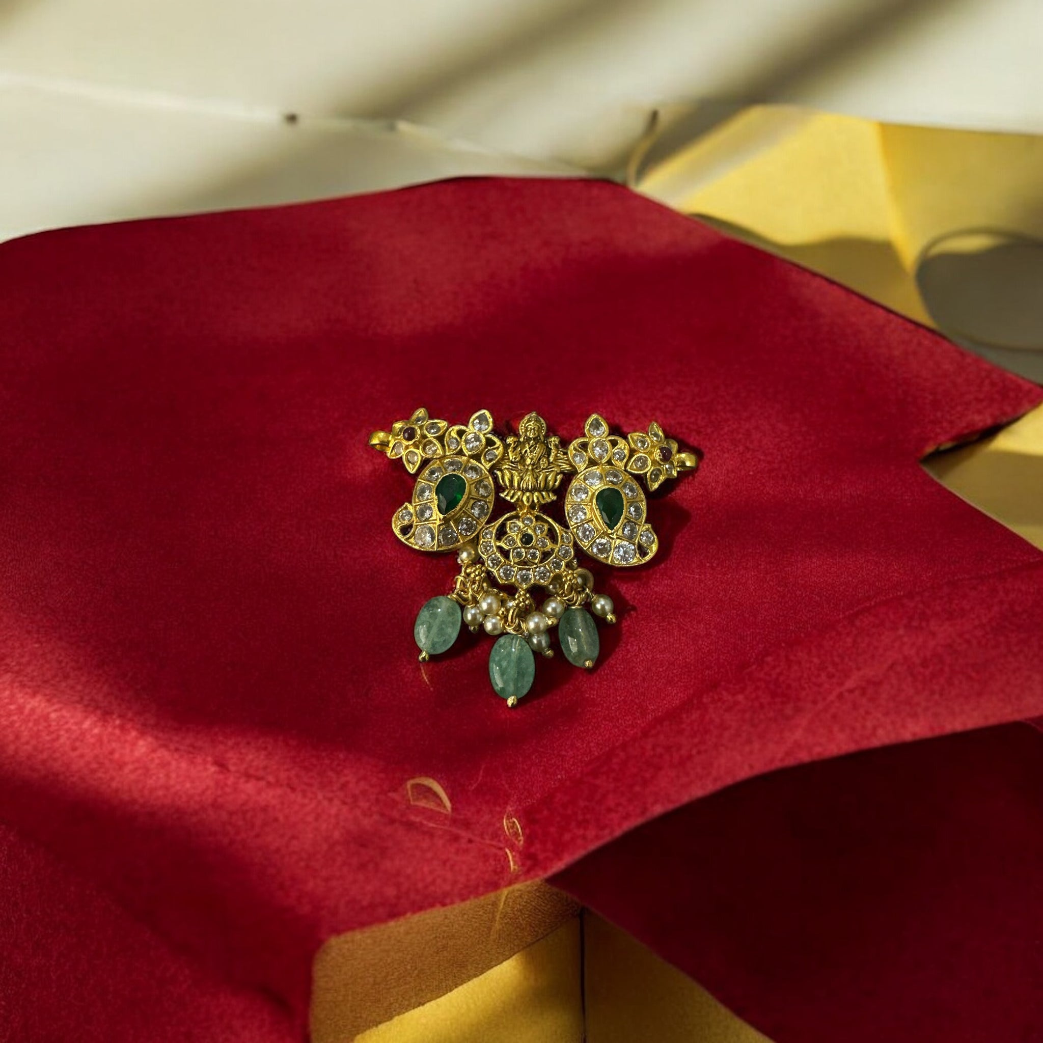 CZ With Mango And Lakshmi Pendant
