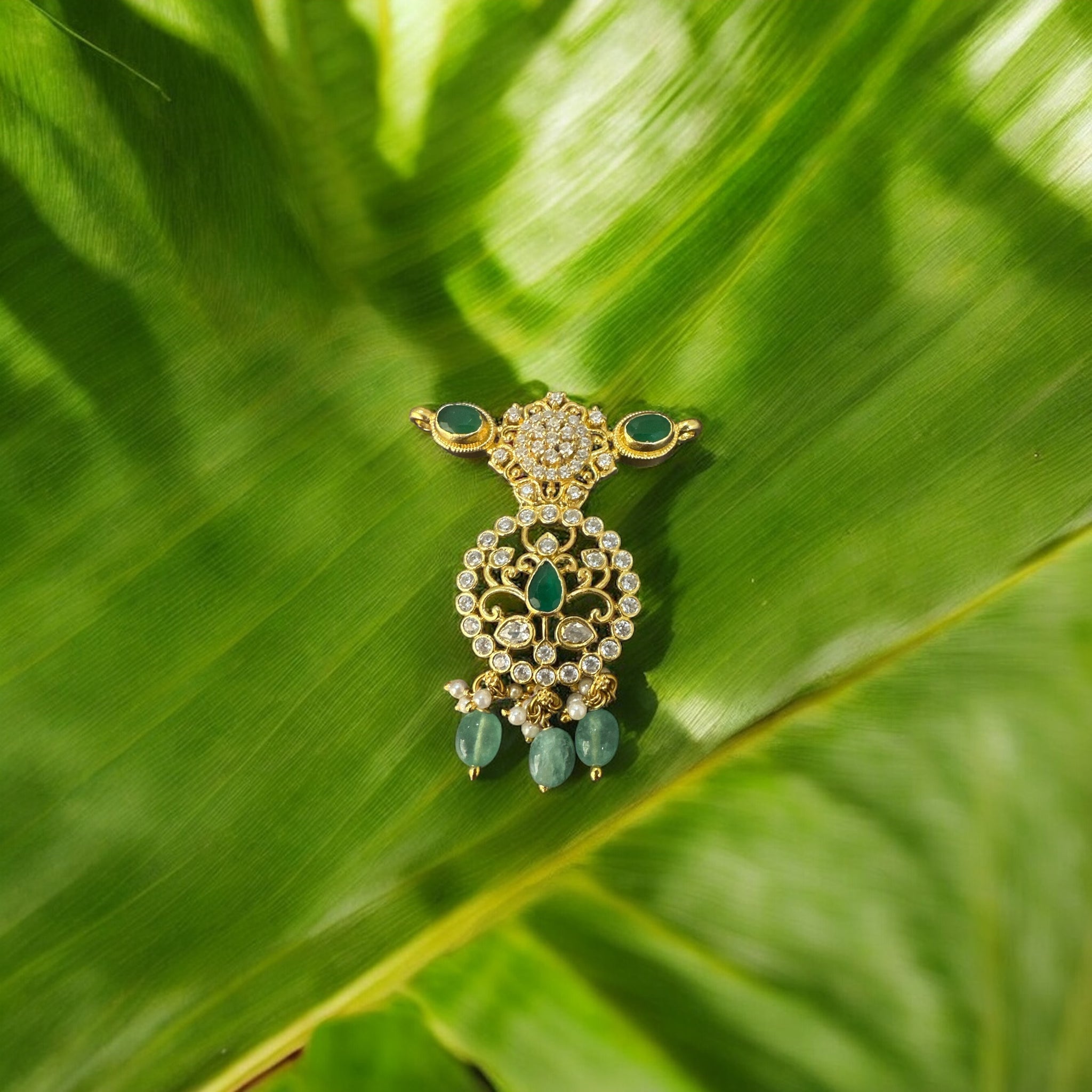 Emerald With CZ Stone Pendant