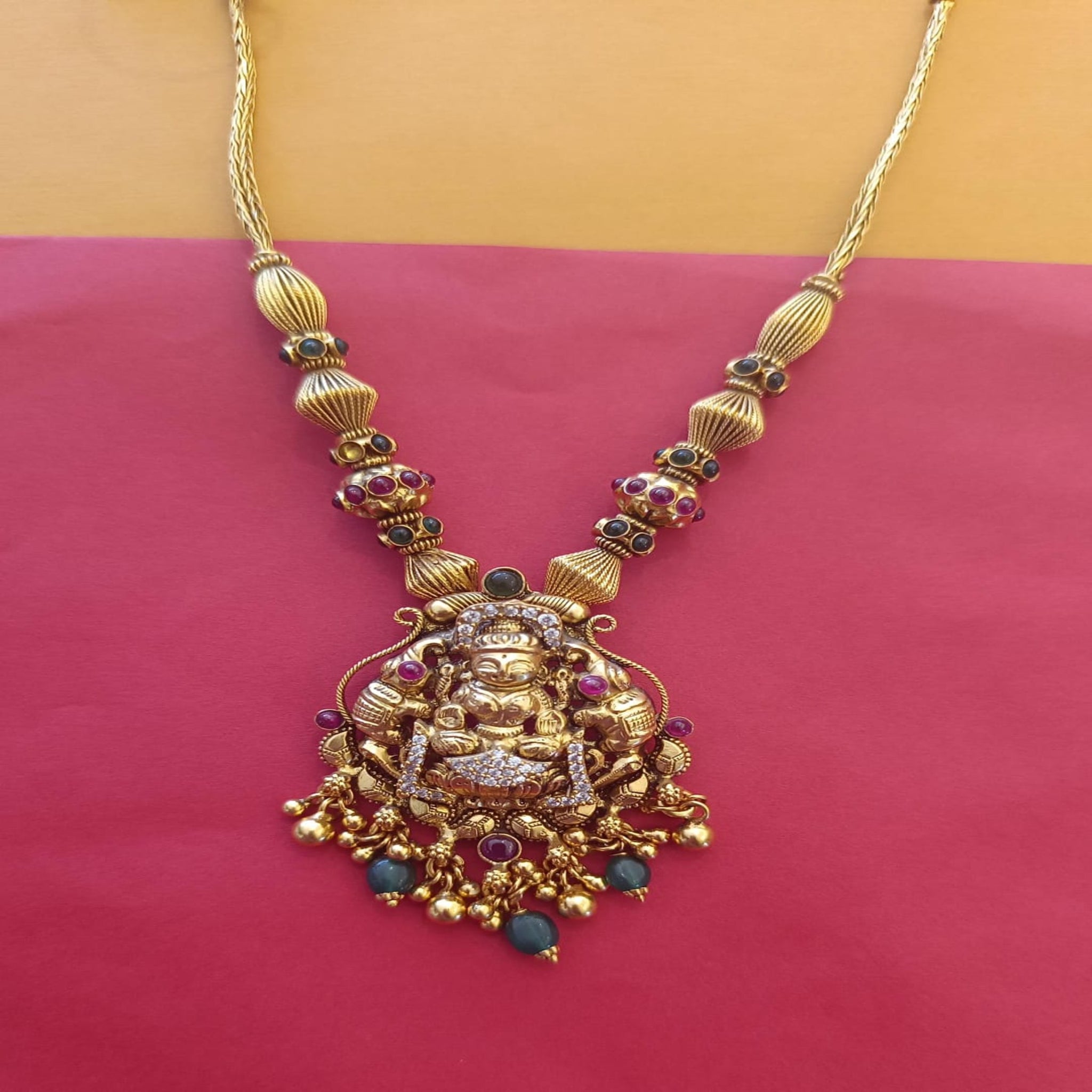 Temple Necklace with Laxmi and Gold Antic Design