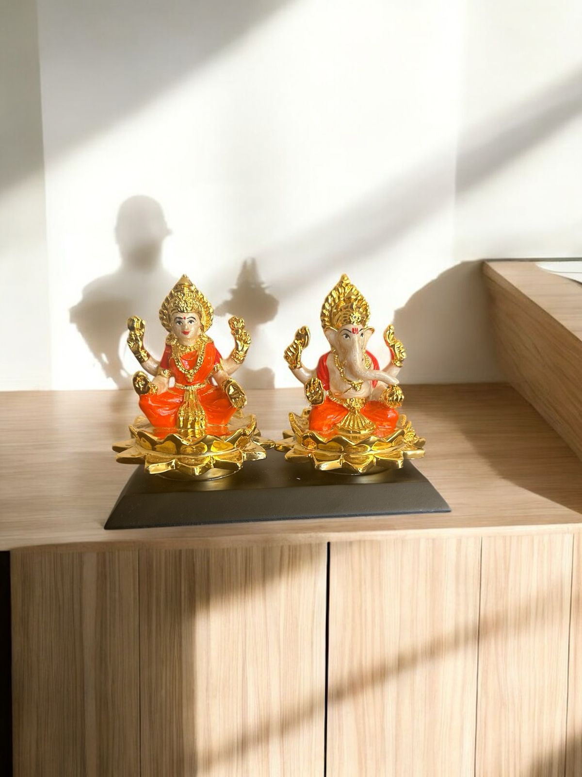 Gold Frame 24KT Lakshmi & Ganesha Idol