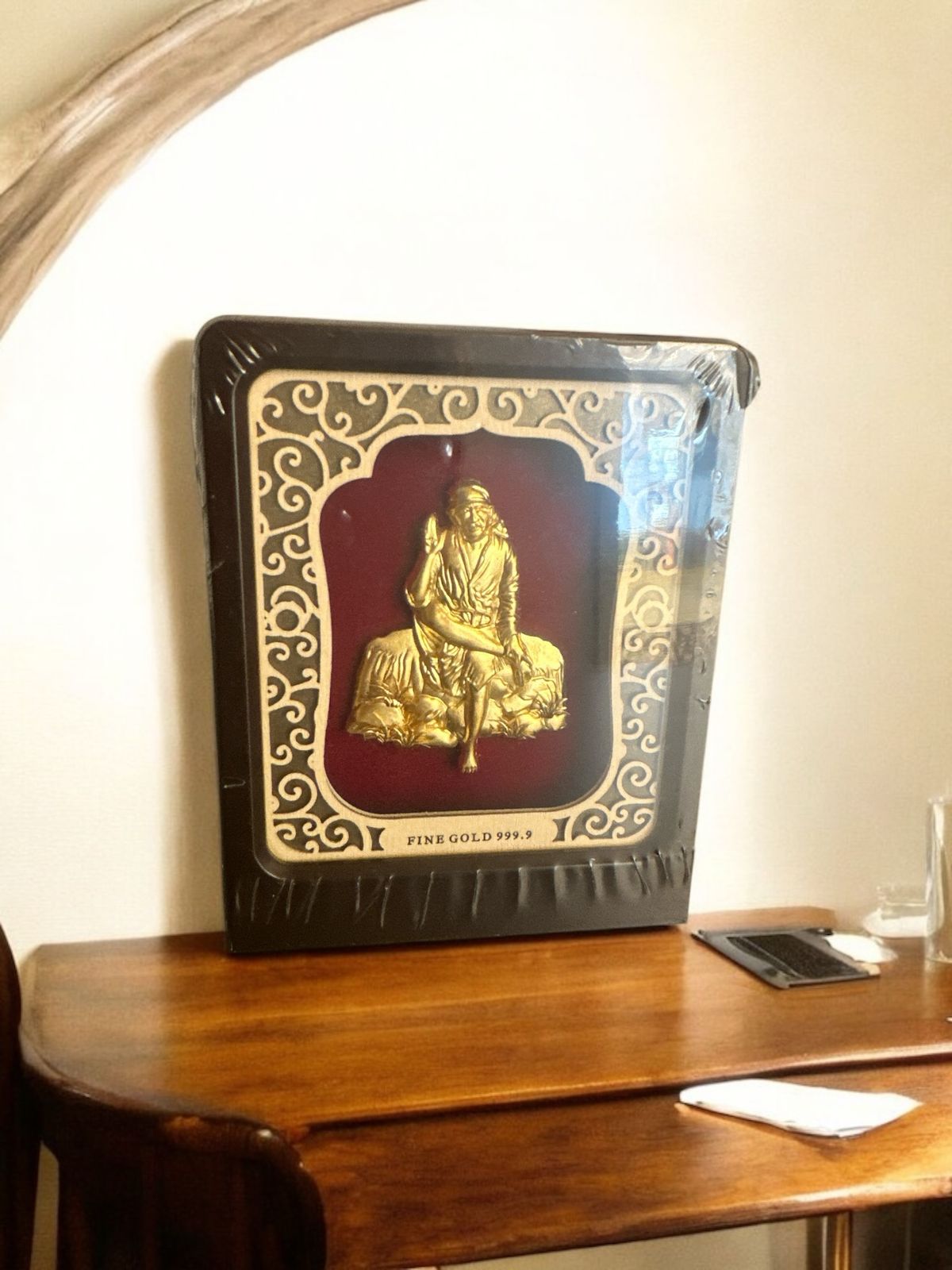 24K Gold Sai Baba Frame - Spiritual Devotion