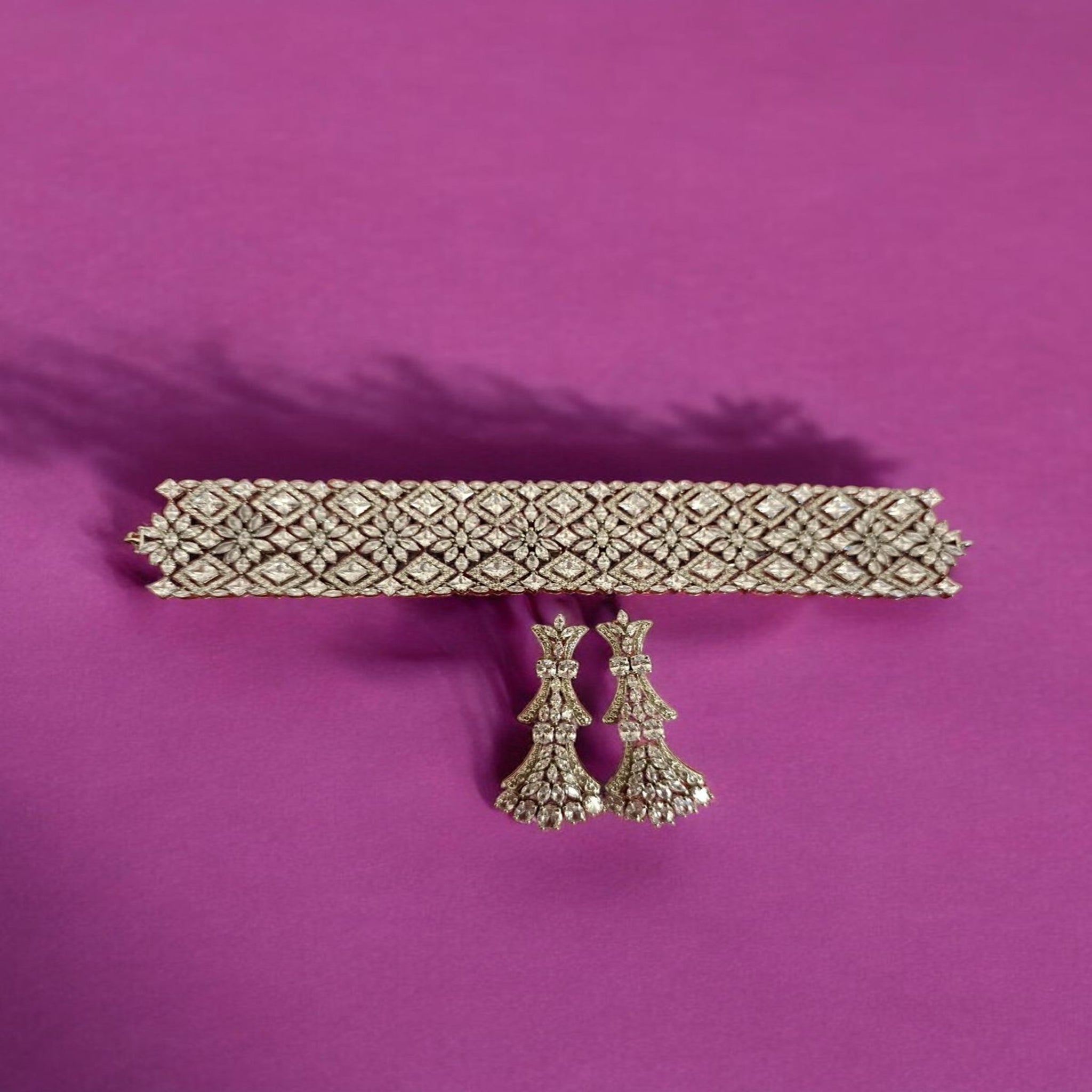 Silver Diamond Finish Choker