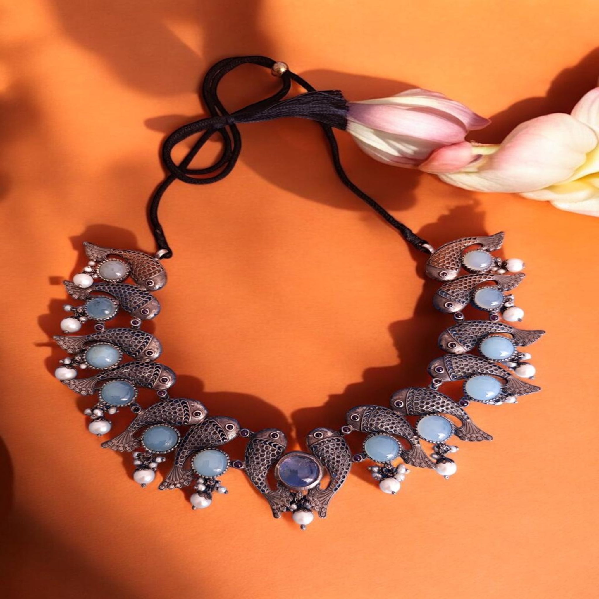 Oxidised Necklace with Fish Modal