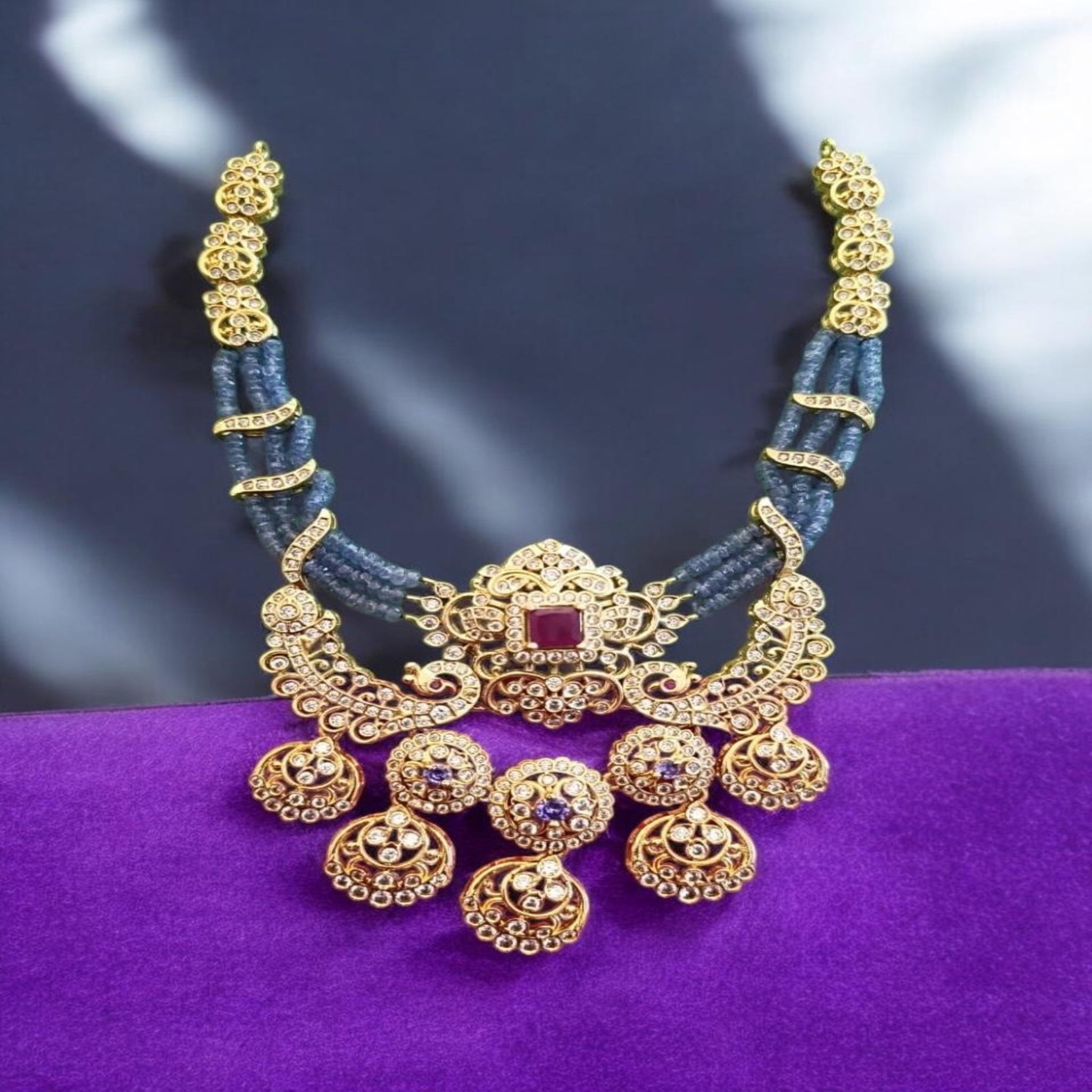 CZ Stone with Peacock Modal Necklace