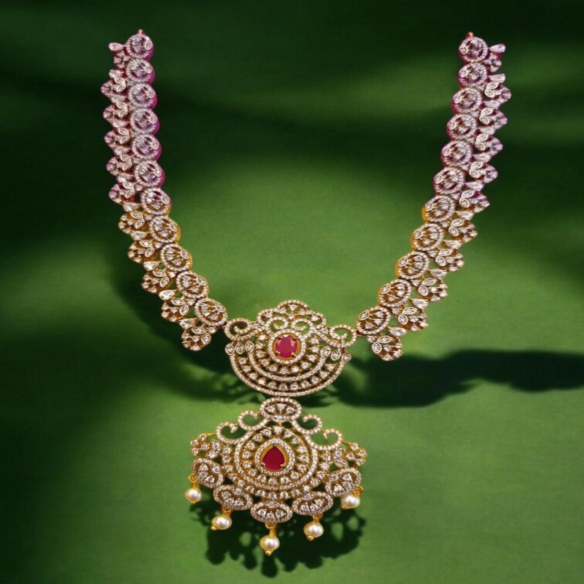 CZ Modal Necklace with Red Stone
