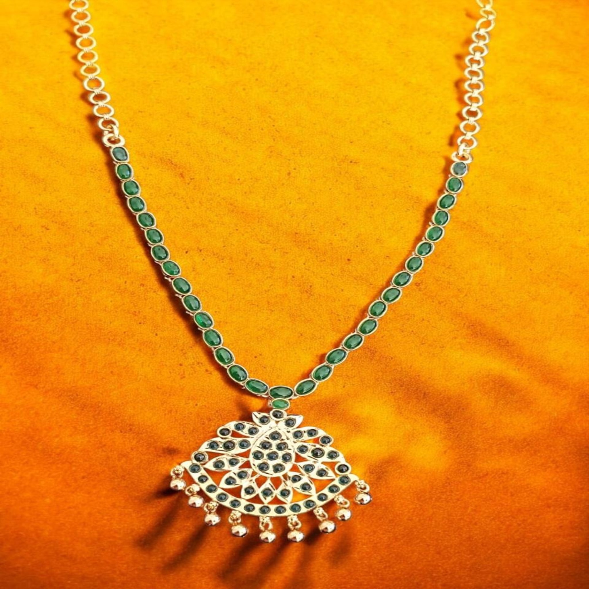 Necklace with Emeralds Ruby Stone With Gold Polish