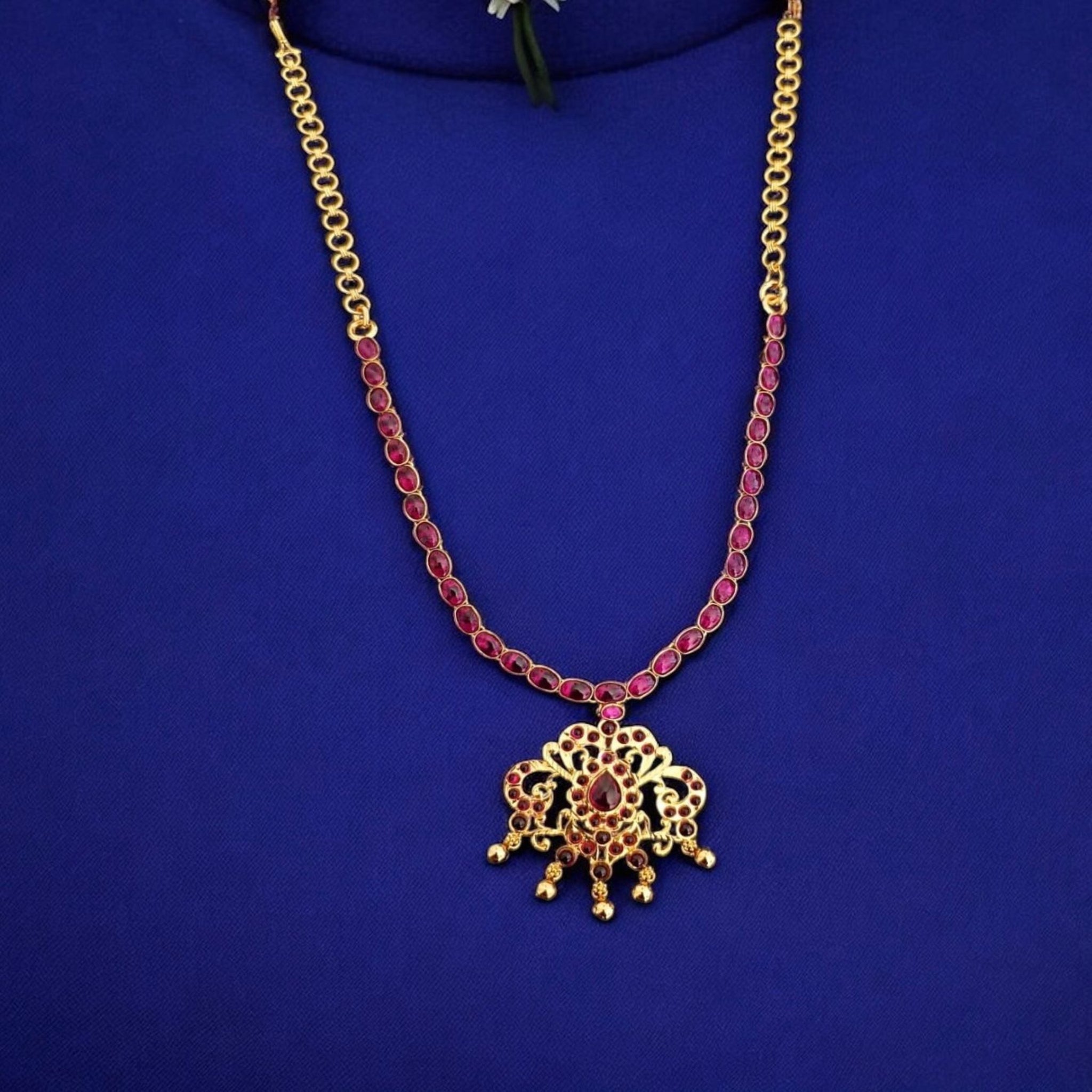 Necklace with Ruby Stone and Gold polish