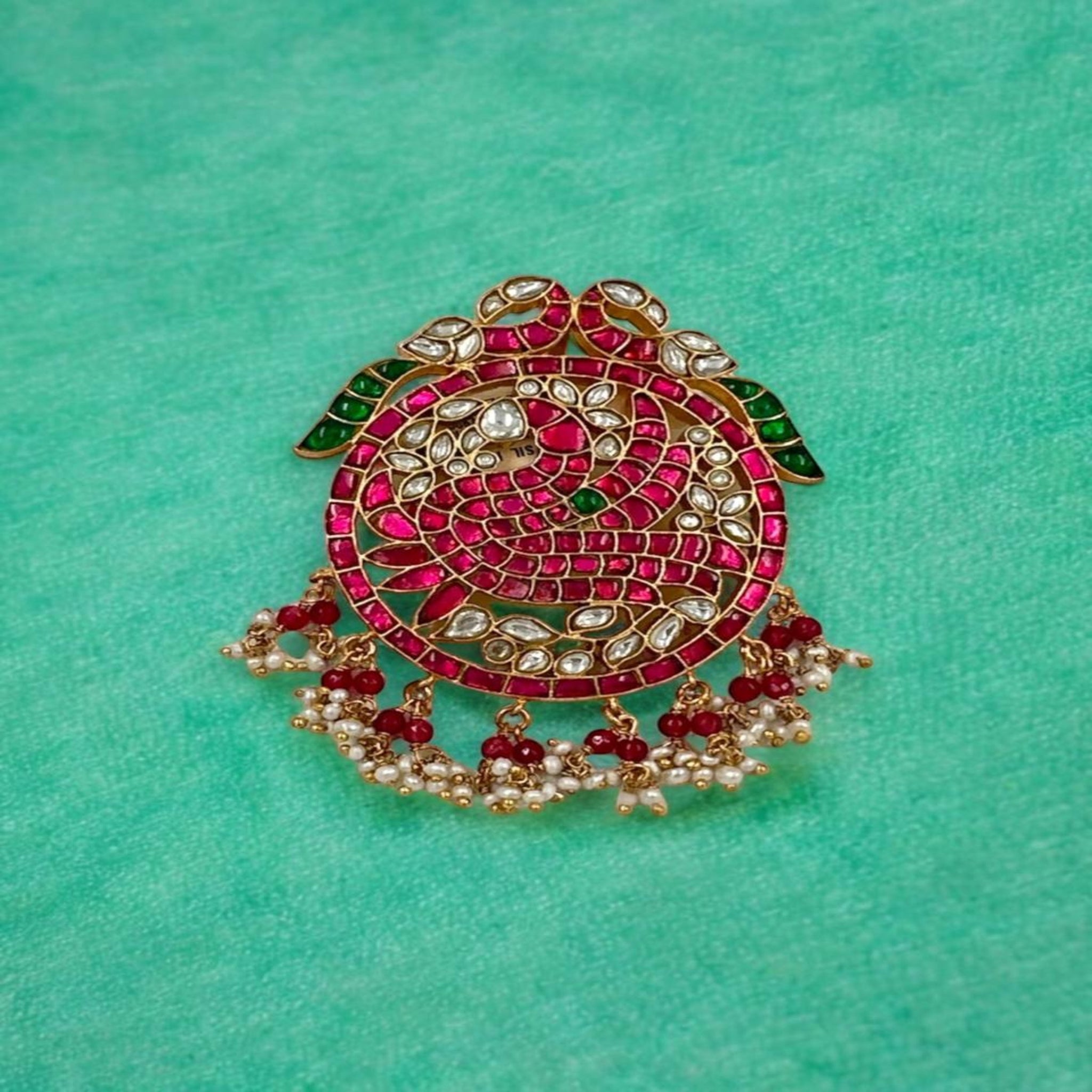 Precious Pendant 92.5 Silver Kundan Design With Gold Polish