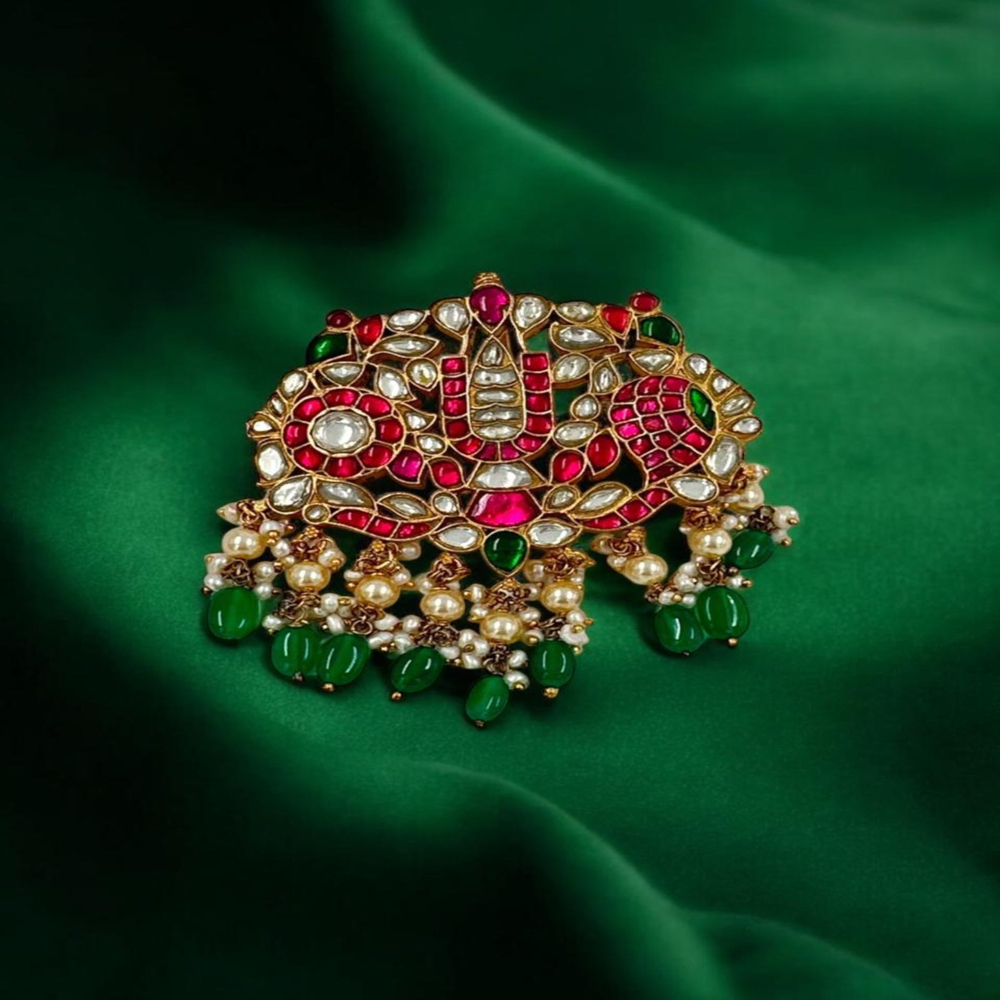 Precious Pendant 92.5 Silver Kundan design With Gold Polish