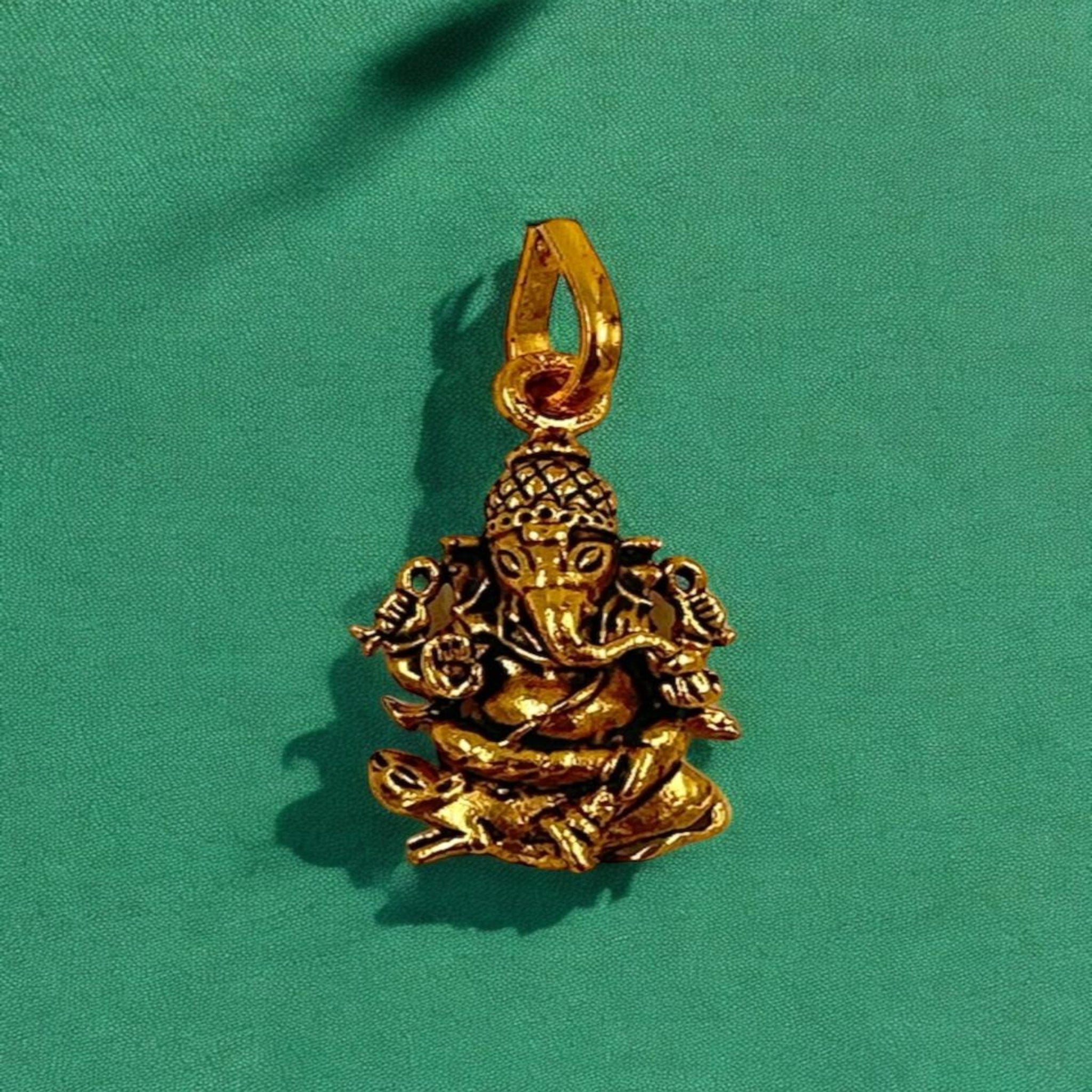 Antique Ganesha Pendant 92.5 Silver Ganesh With Gold Polish