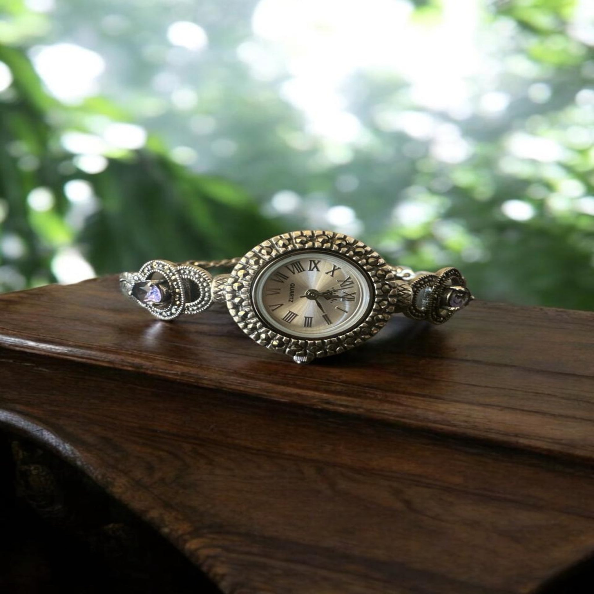 Womens Silver Watch with Marker stone