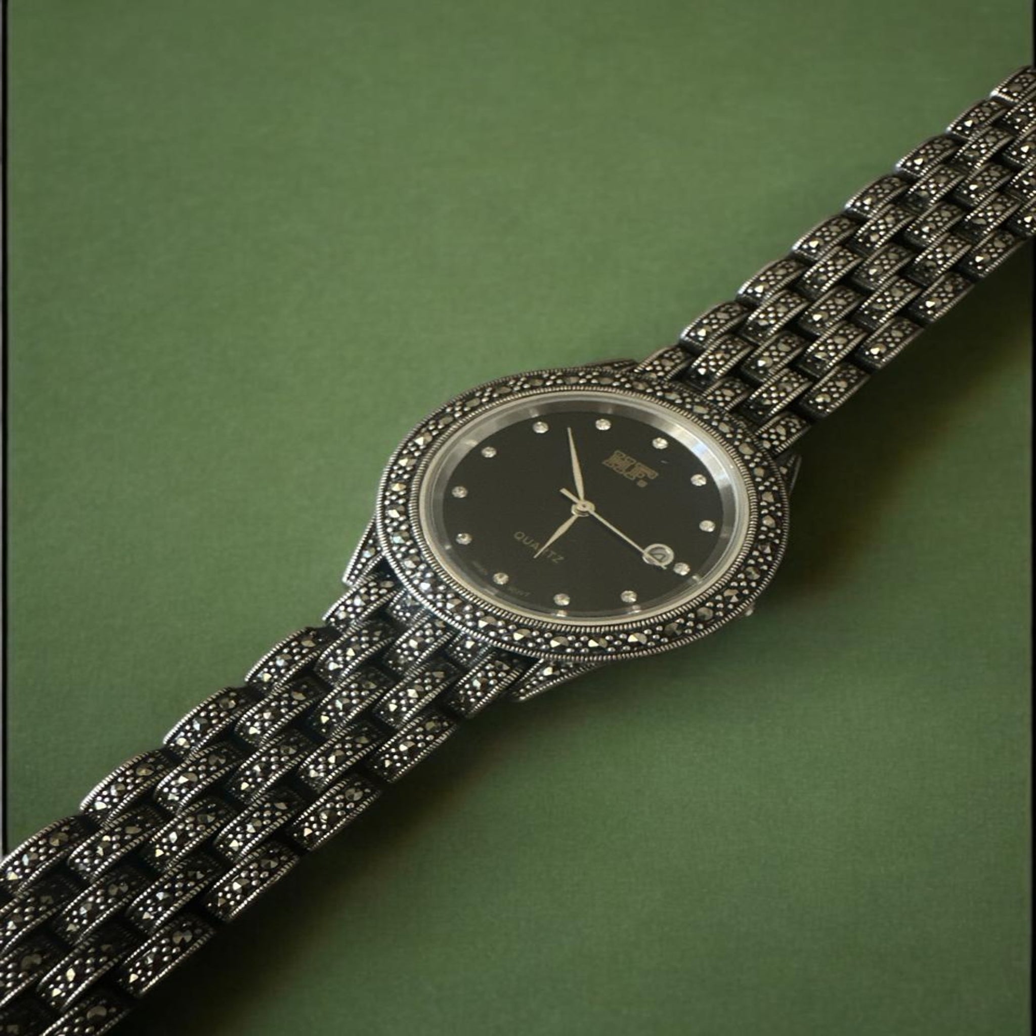 Black Paint and marker stones Mens Watch