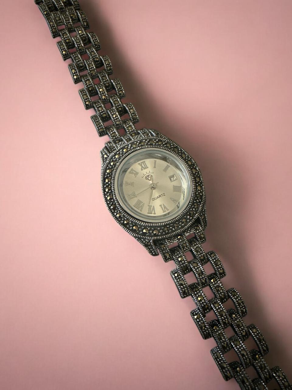 Womens Watch with Marker Stone Silver Polish