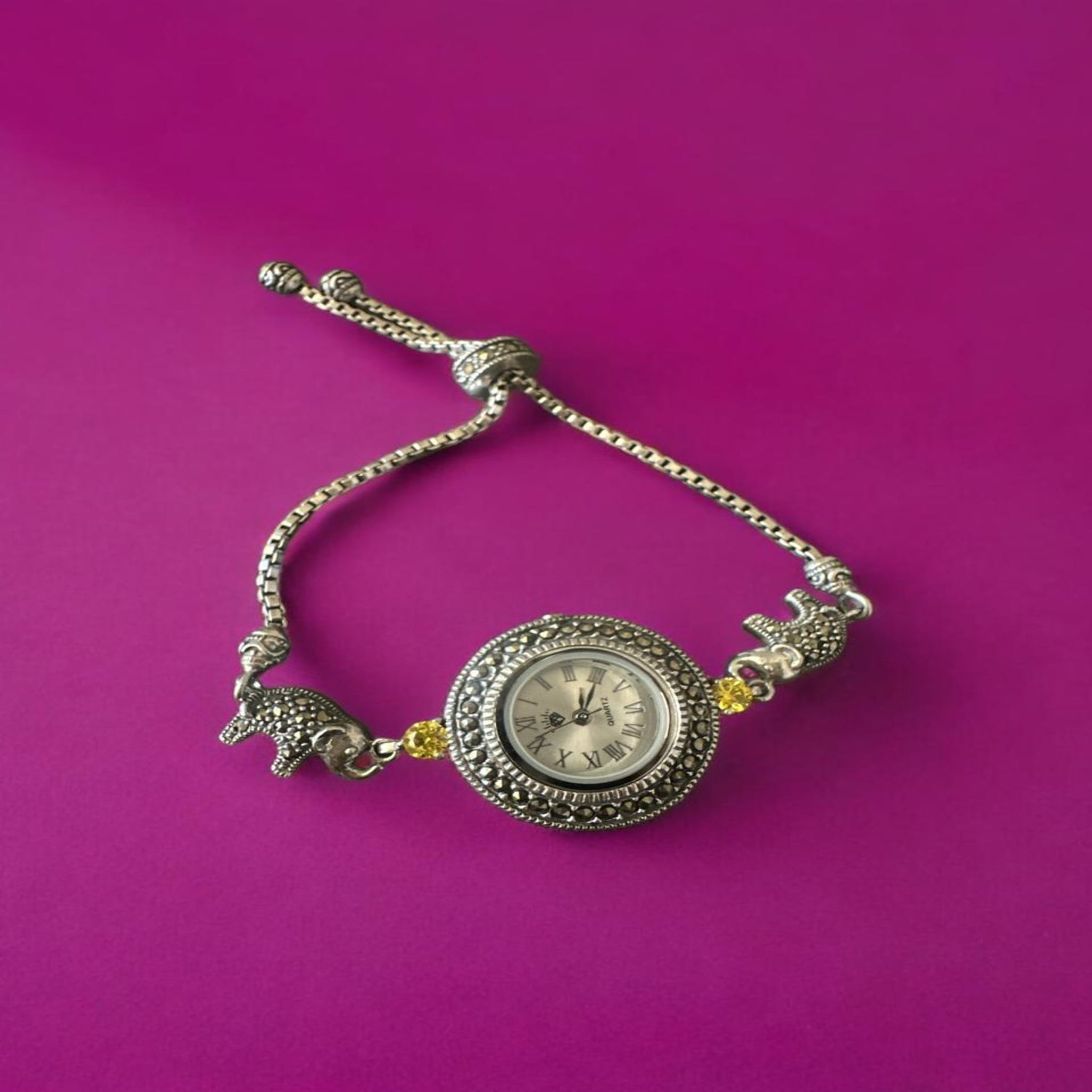 CZ and elephant  design Womens Watch