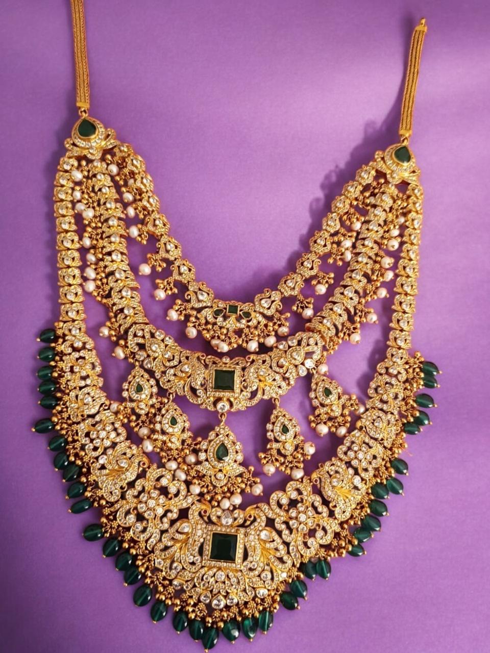 Bridal With Emeralds And Pearls CZ Stones Haram