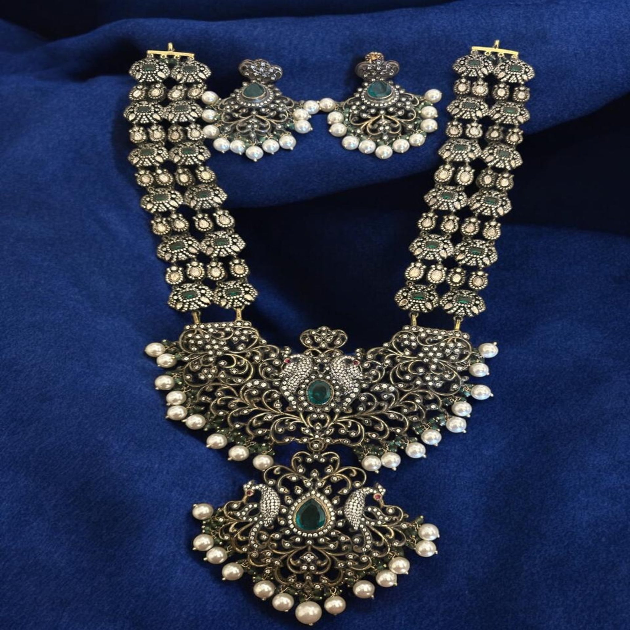 Peacock Design Moissanite and Emerald stone Haram