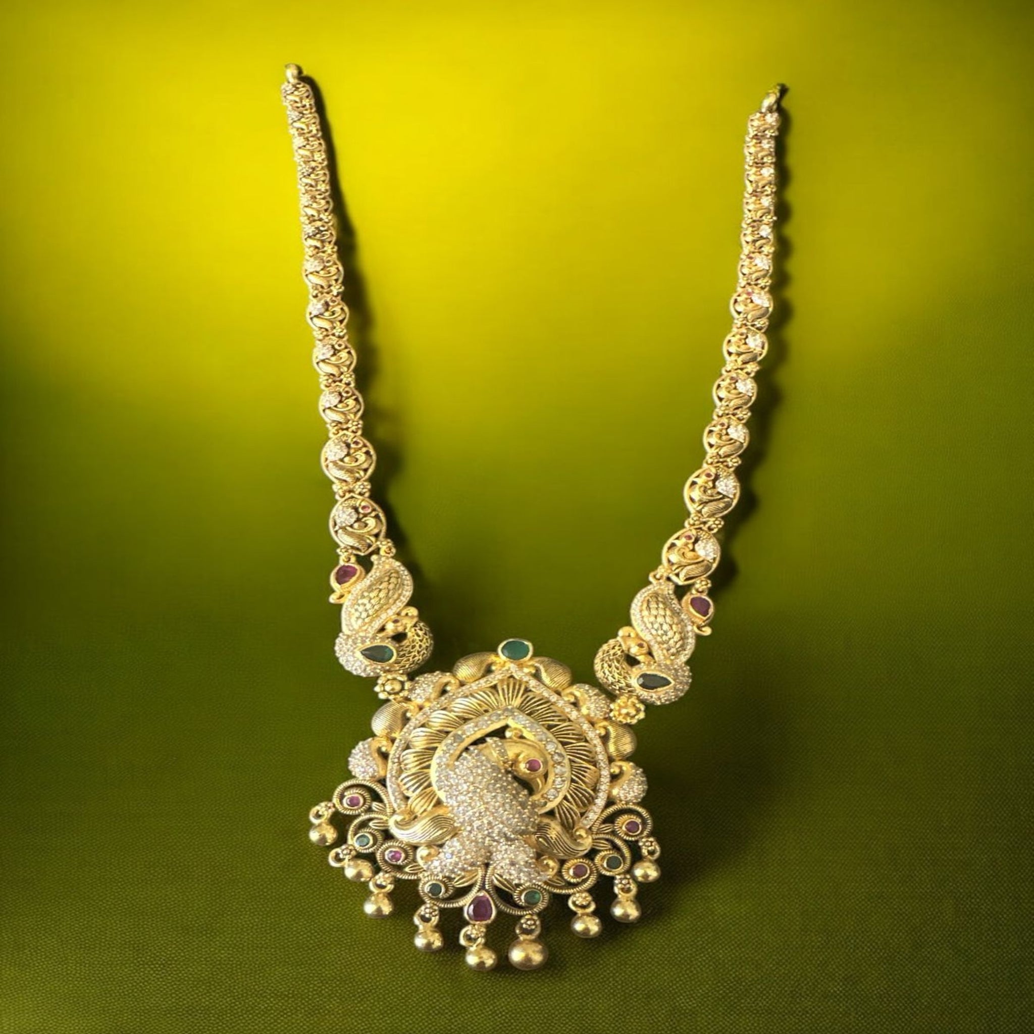 Peacock Design With Ruby And Emeralds Haram