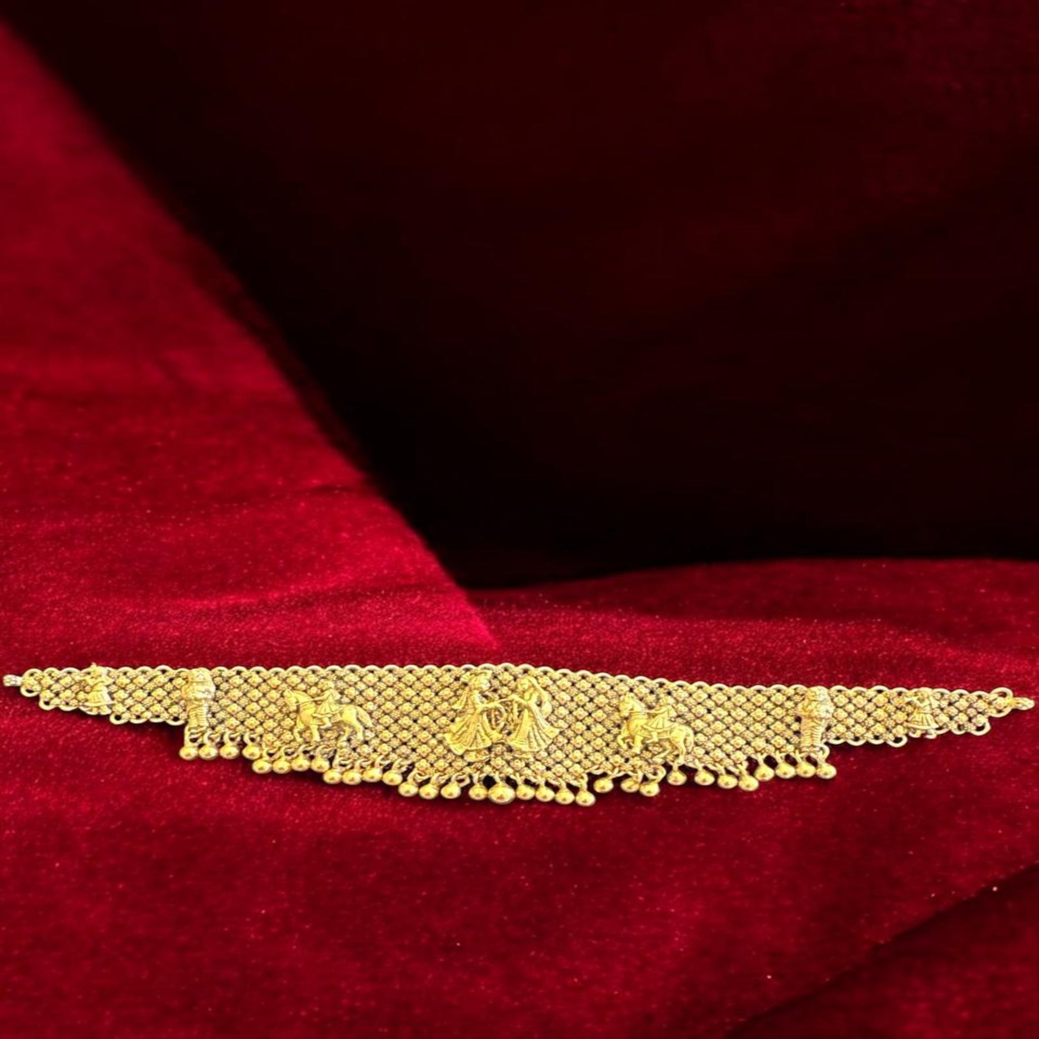 Antique Finish Choker with Gold Balls