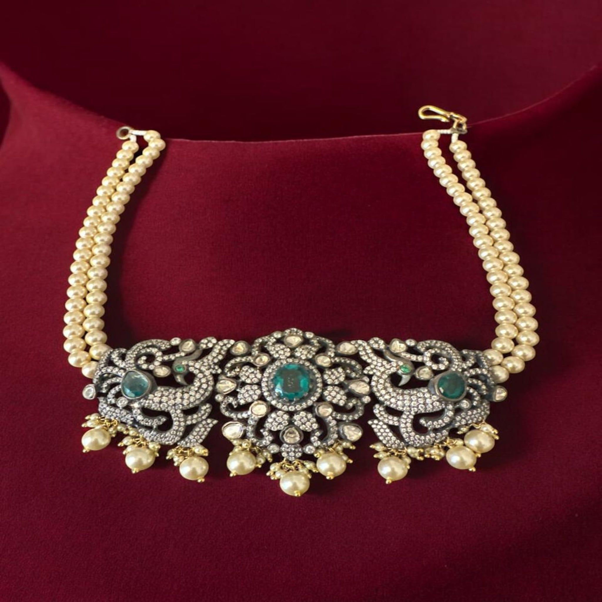 Silver Victorian Flower Choker