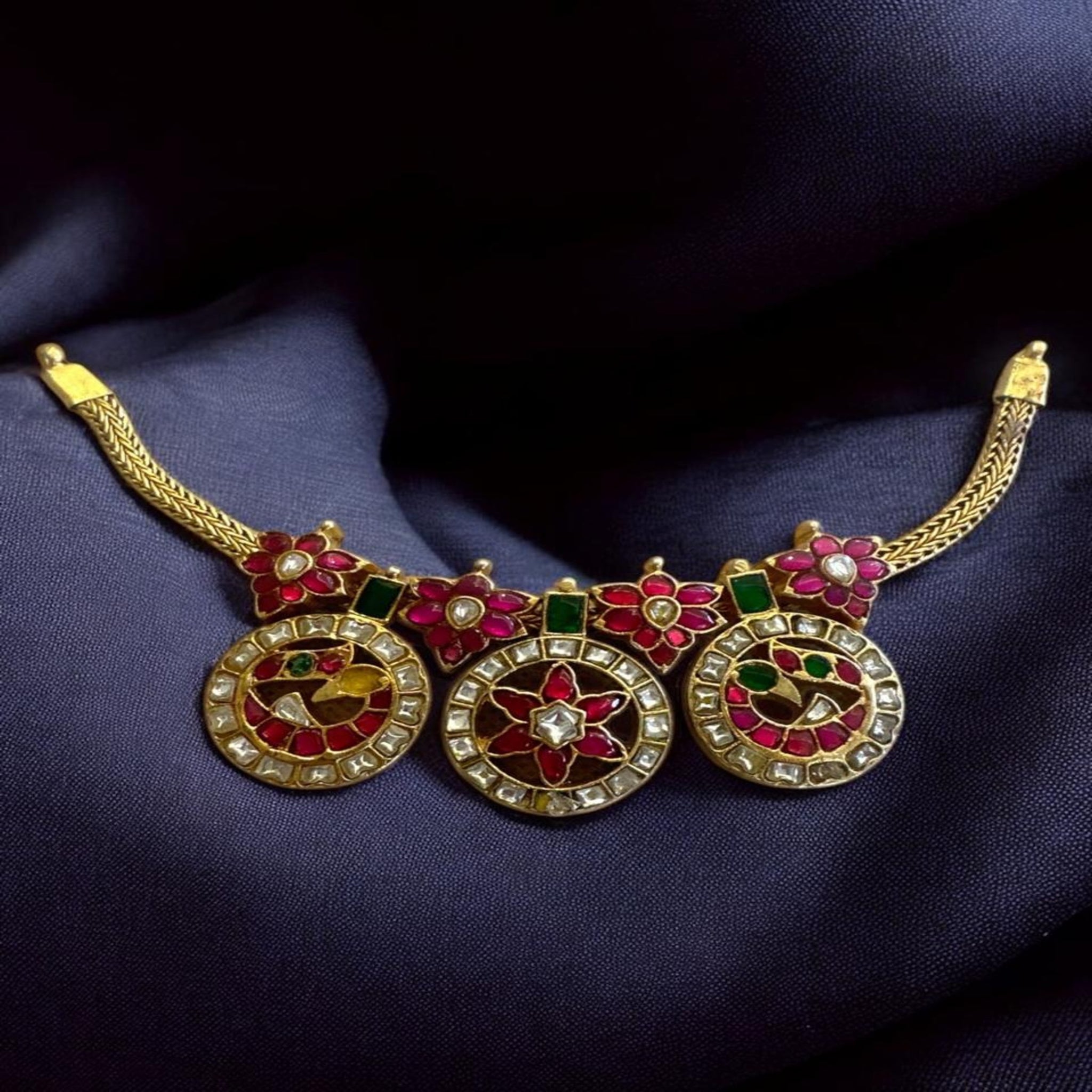 Silver Antique Chocker with Kundans