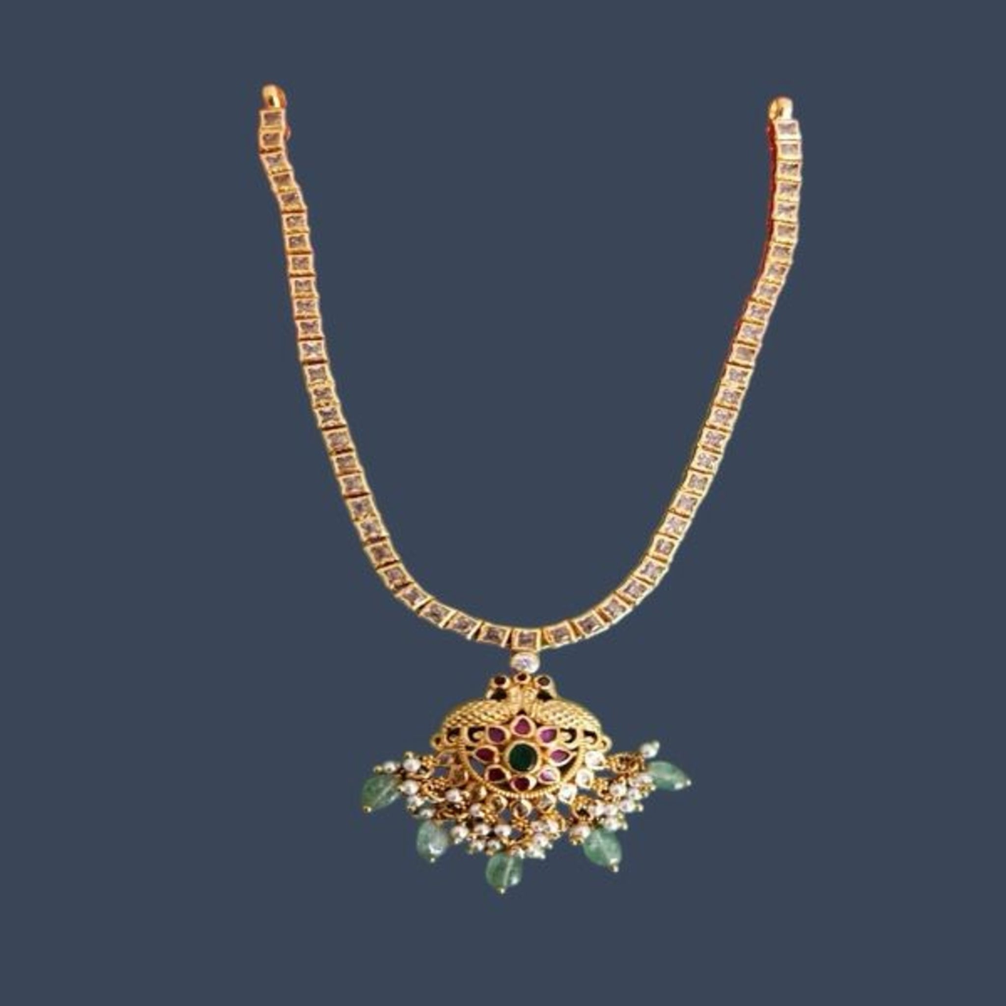 Necklace with Cz Ruby Stone