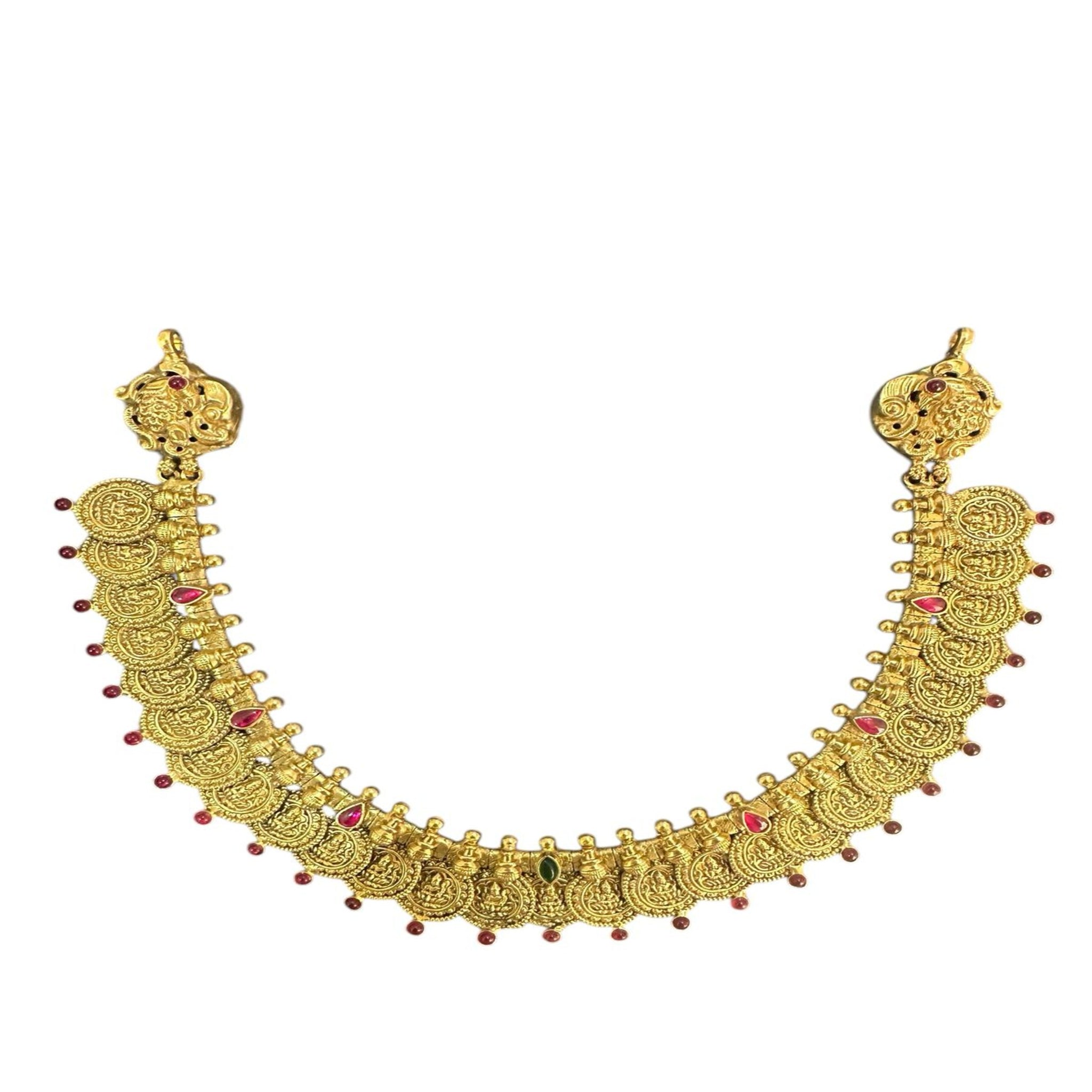 Temple Necklace with Kasula Peru Design With Gold polish